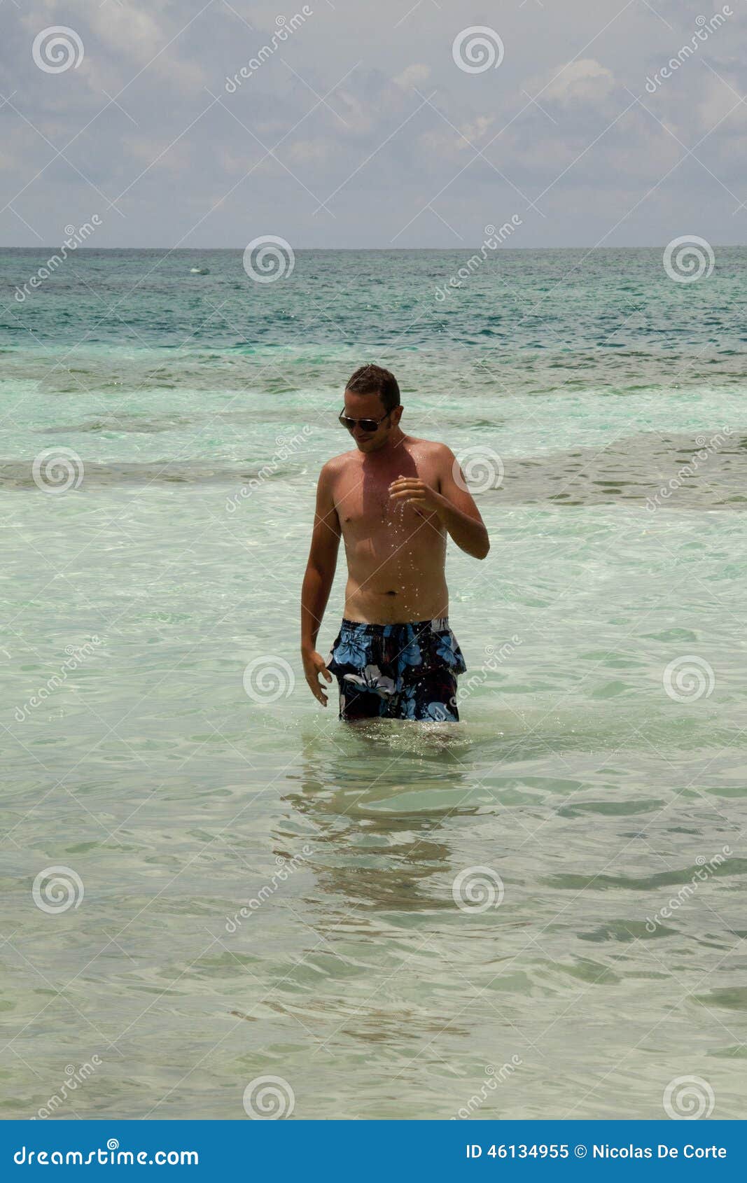 young man in the sea