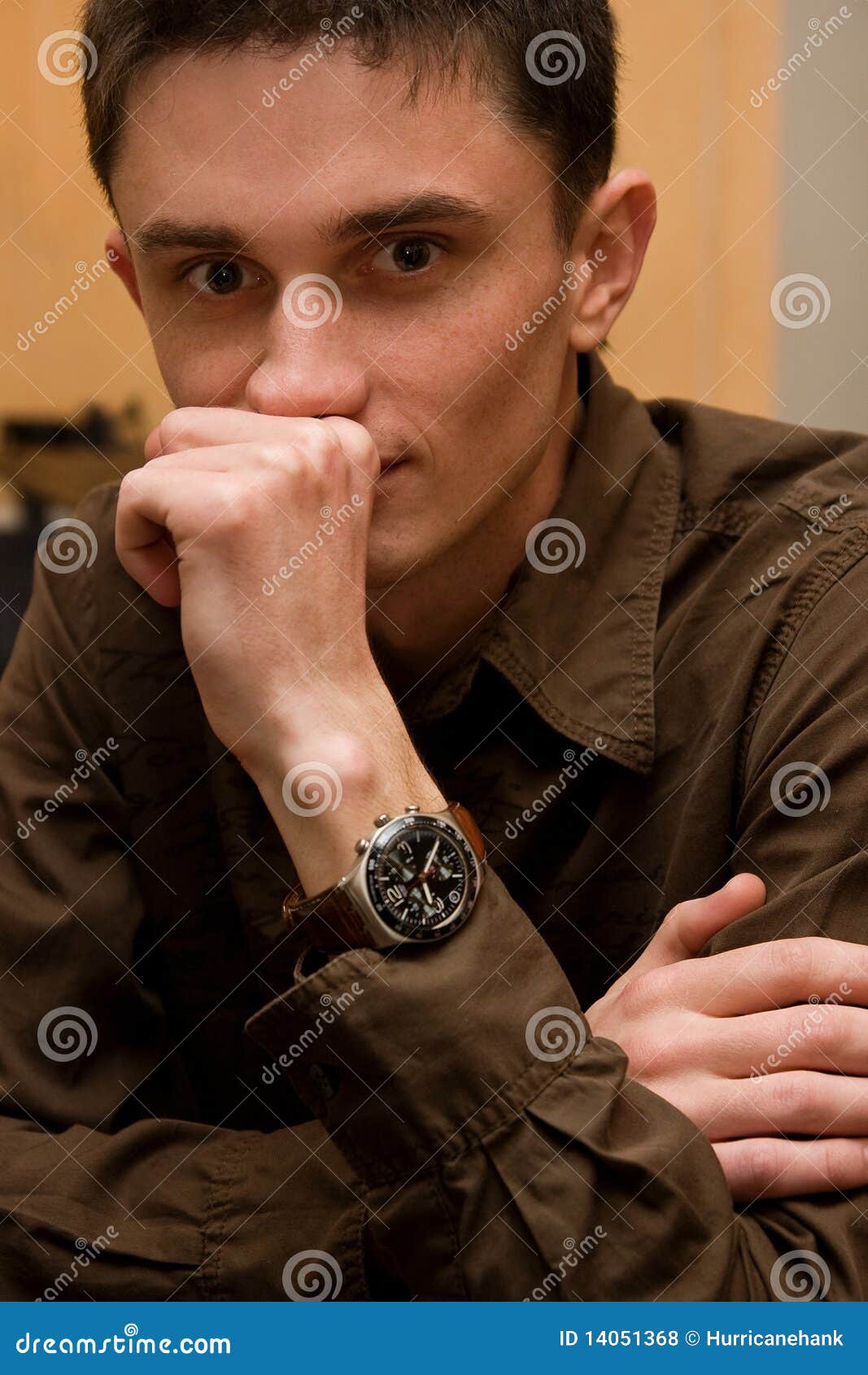 Young Man Sitting at the Table Stock Photo - Image of dude, watches