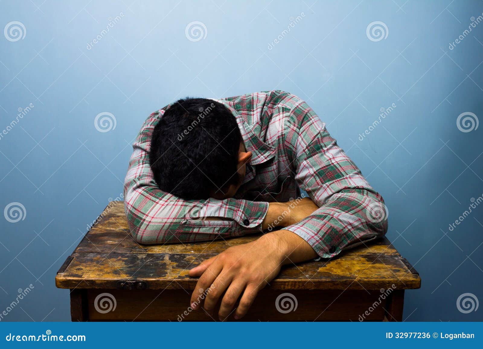 Young Man Sleeping At Desk Stock Photo Image Of Desk 32977236