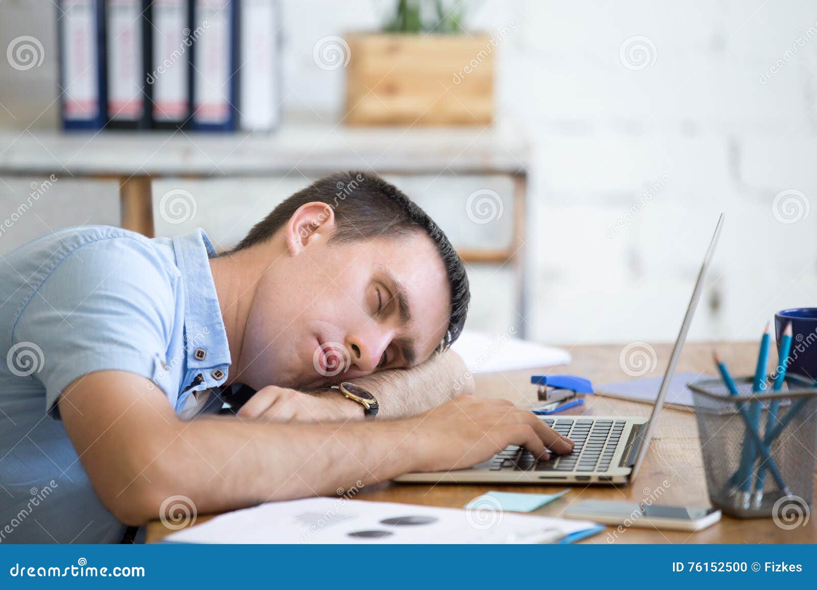 Young Man Sleeping On Office Desk Stock Photo Image Of Loft
