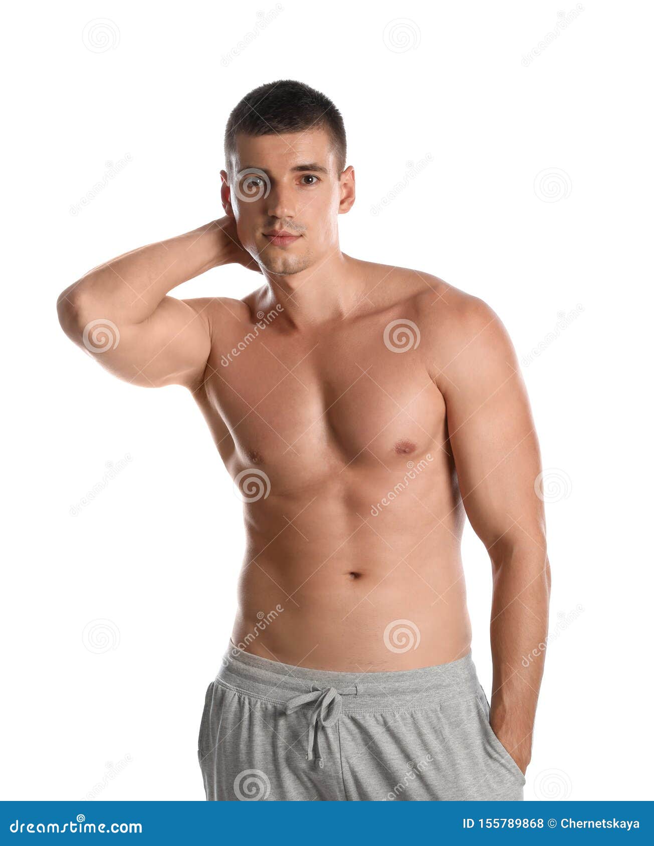 Young Man With Slim Body On White Stock Photo Image Of Belly Calories
