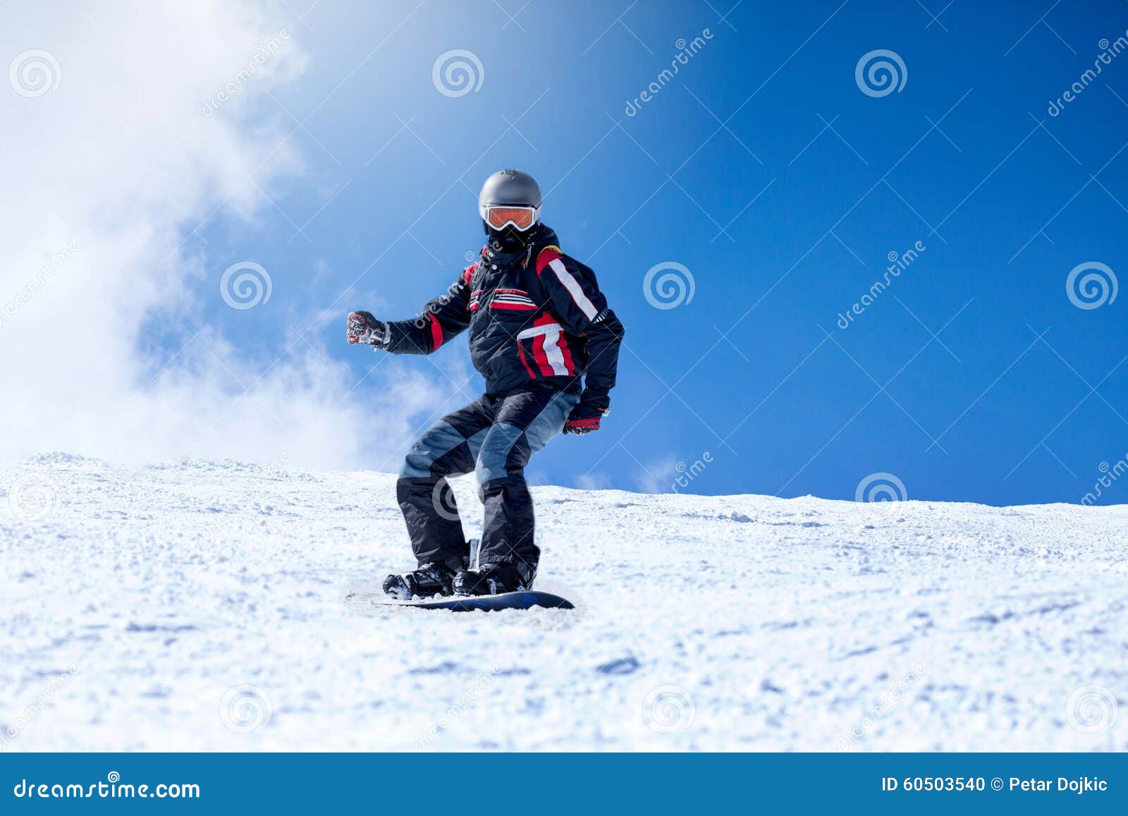 Young man snowboarding stock photo. Image of snowboard - 60503540