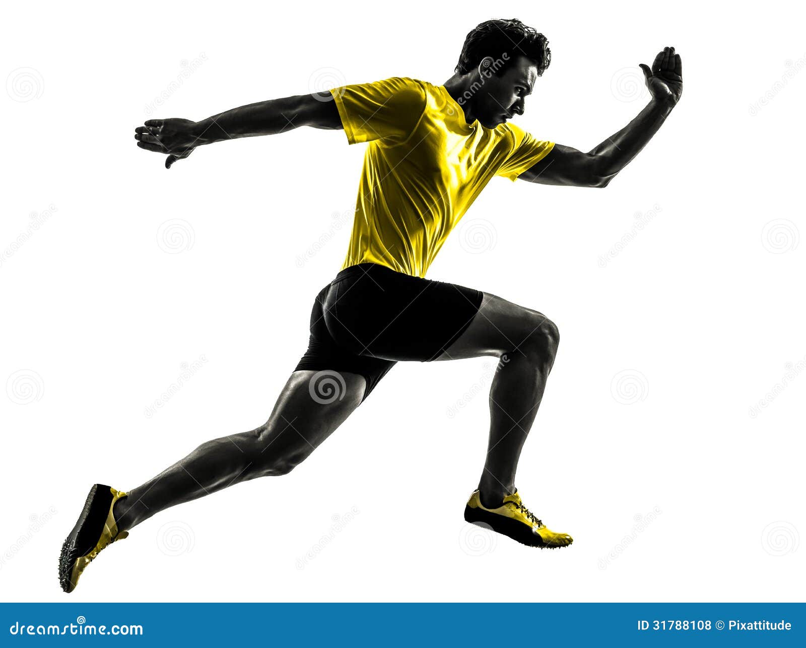 young man sprinter runner running silhouette