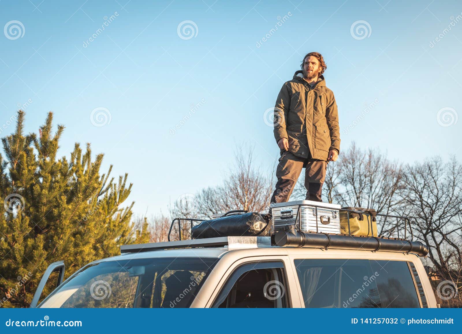 Man on top of van stock photo. of lifestyle - 141257032