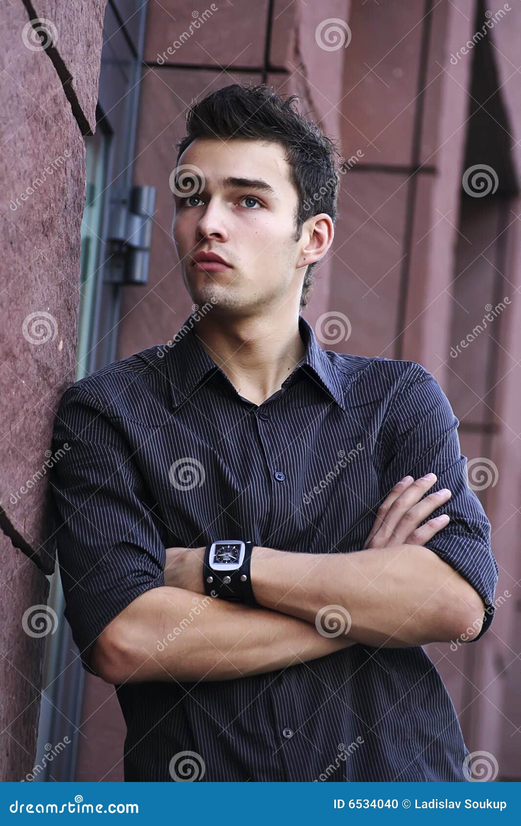 Young Man Standing And Waiting Stock Photo Image 6534040