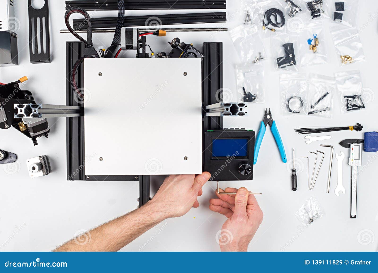 Man Student Assembly of 3D Printer Building Kit Stock Image - Image of building, geek: 139111829