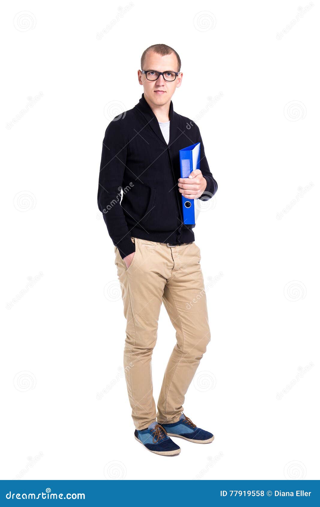 Young Man Student or Office Worker Standing Isolated on White Stock ...