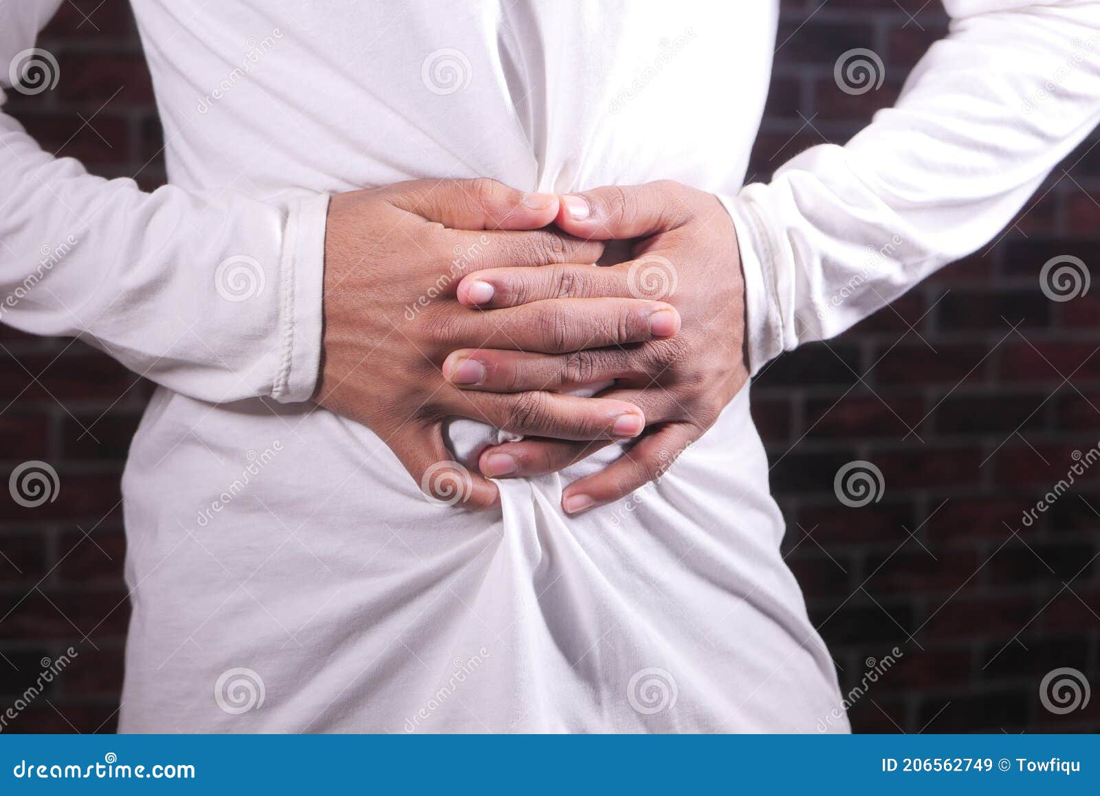 Young Man Suffering Stomach Pain Close Up Stock Image Image Of
