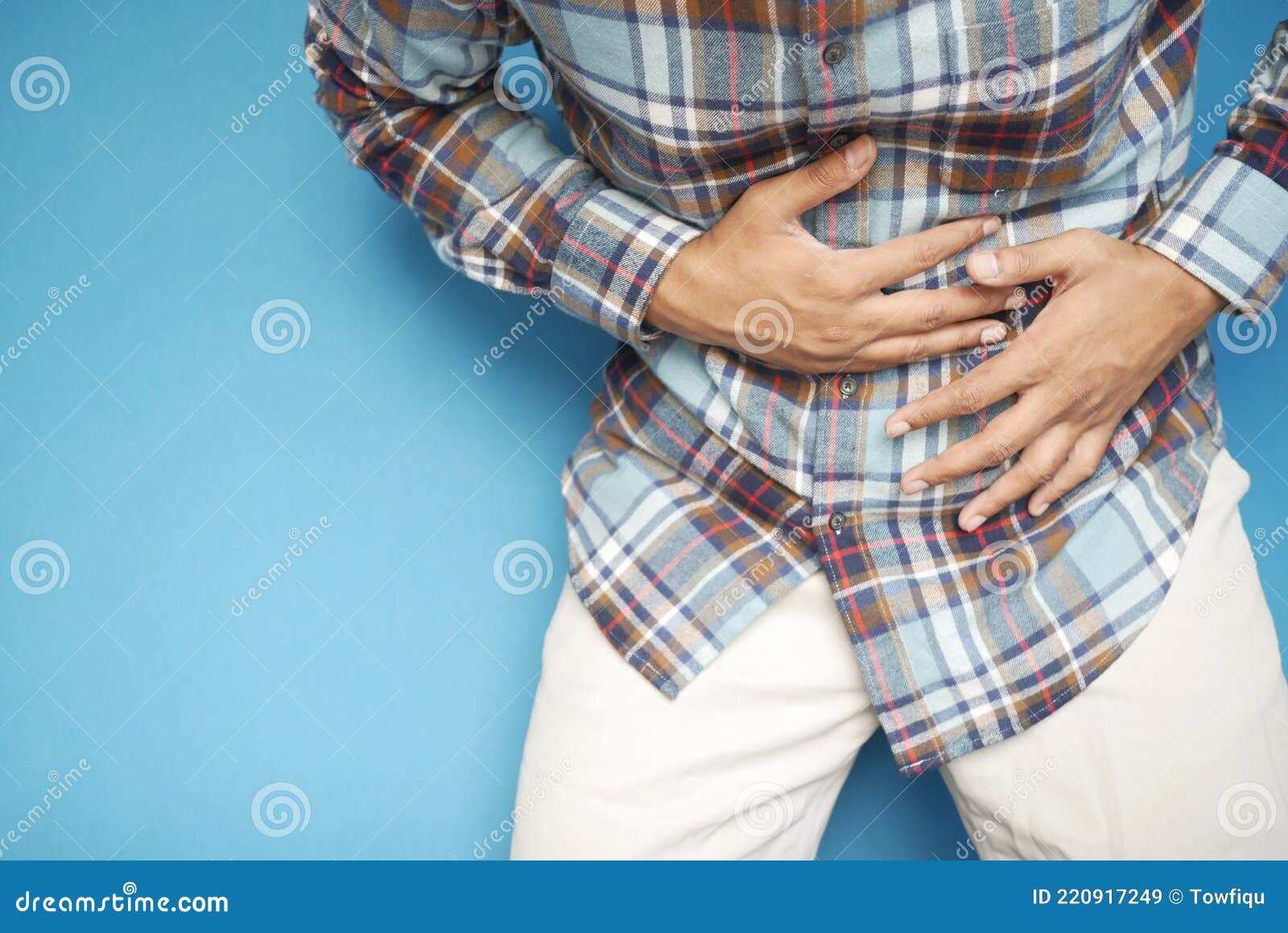 Young Man Suffering Stomach Pain Close Up Stock Image Image Of