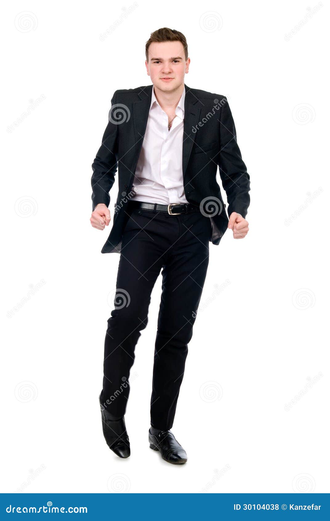Young man in suit dancing. stock photo. Image of adult 30104038