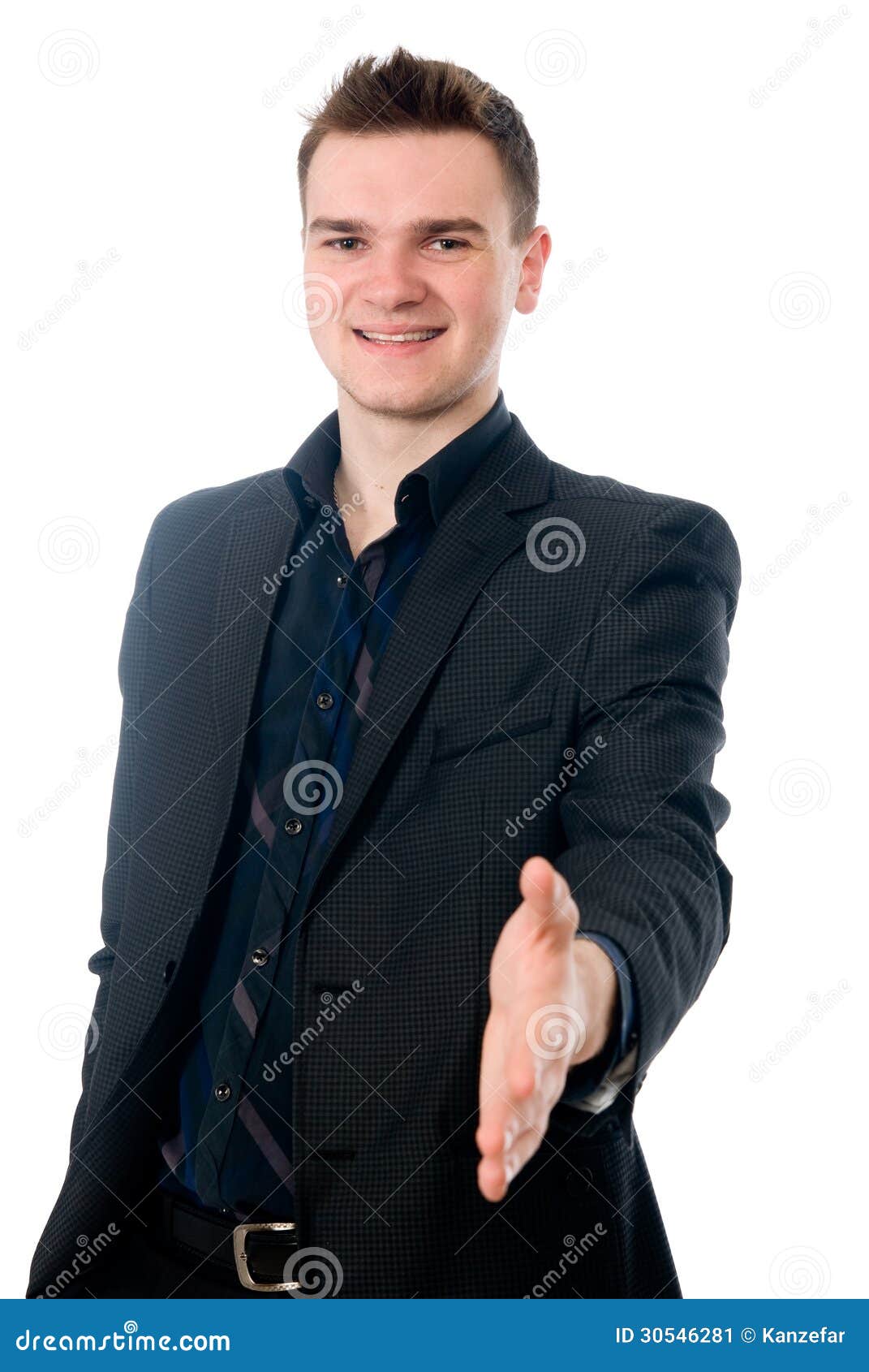 Young Man in Suit Offering To Shake the Hand Stock Image Image of