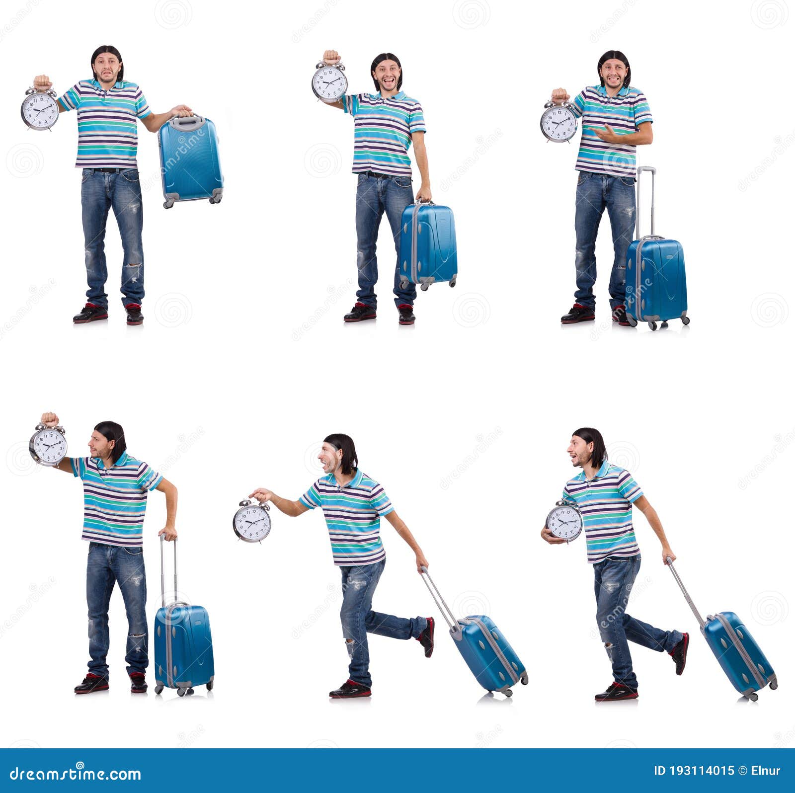 Young Man with Suitcase Isolated on White Stock Image - Image of ...