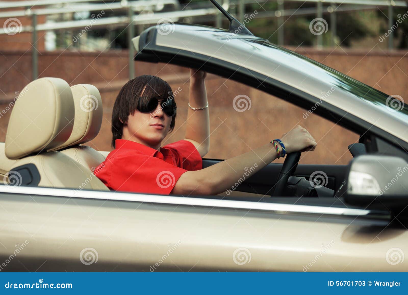 Young Man in Sunglasses Driving Convertible Car Stock Image Image of convertible, enjoying