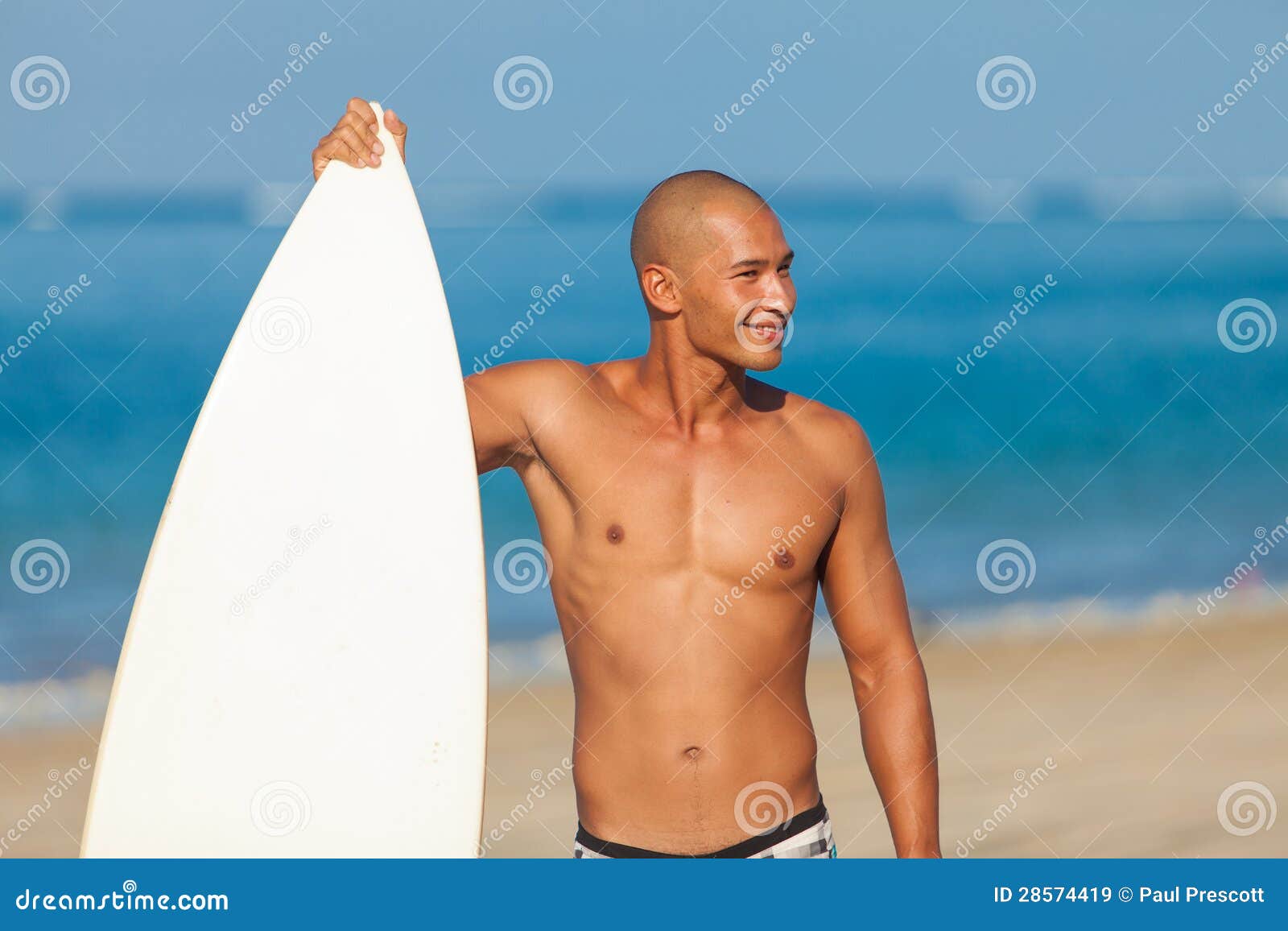 Young man with surfboard stock image. Image of athletic - 28574419