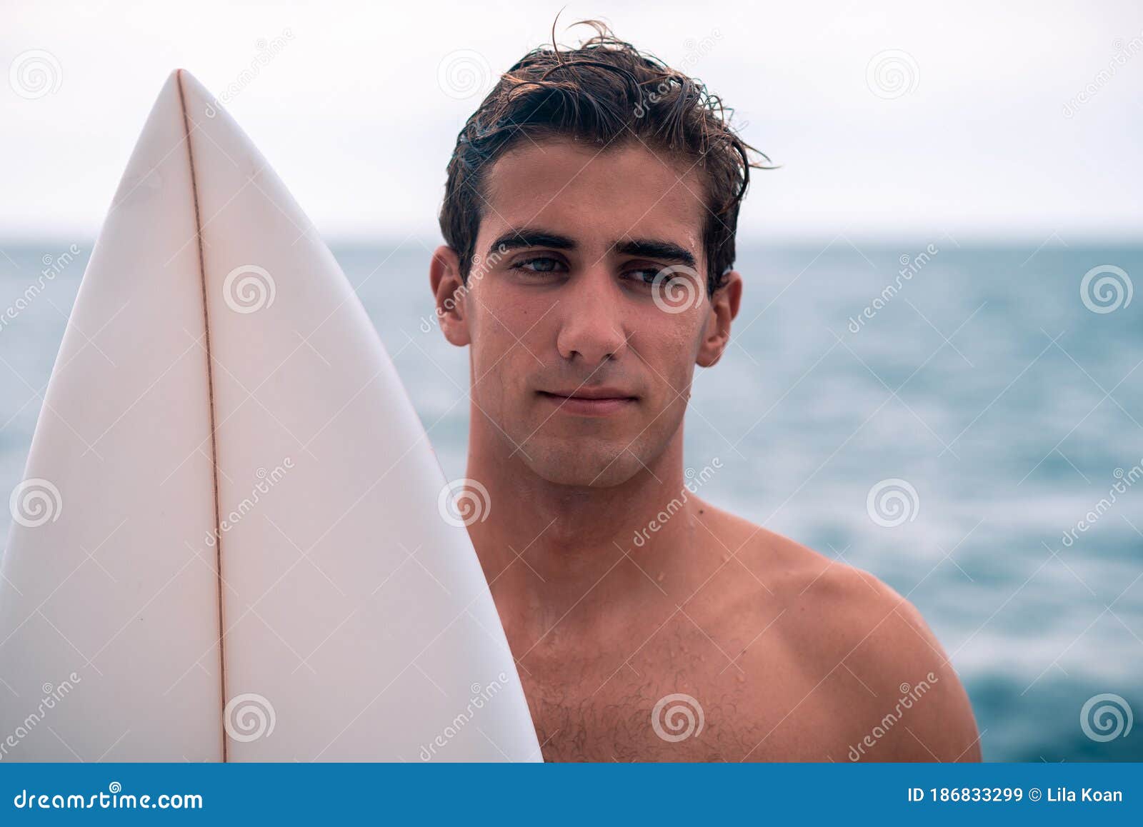 Young Man Surfer with Surfboard Portrait Stock Image - Image of sailing ...