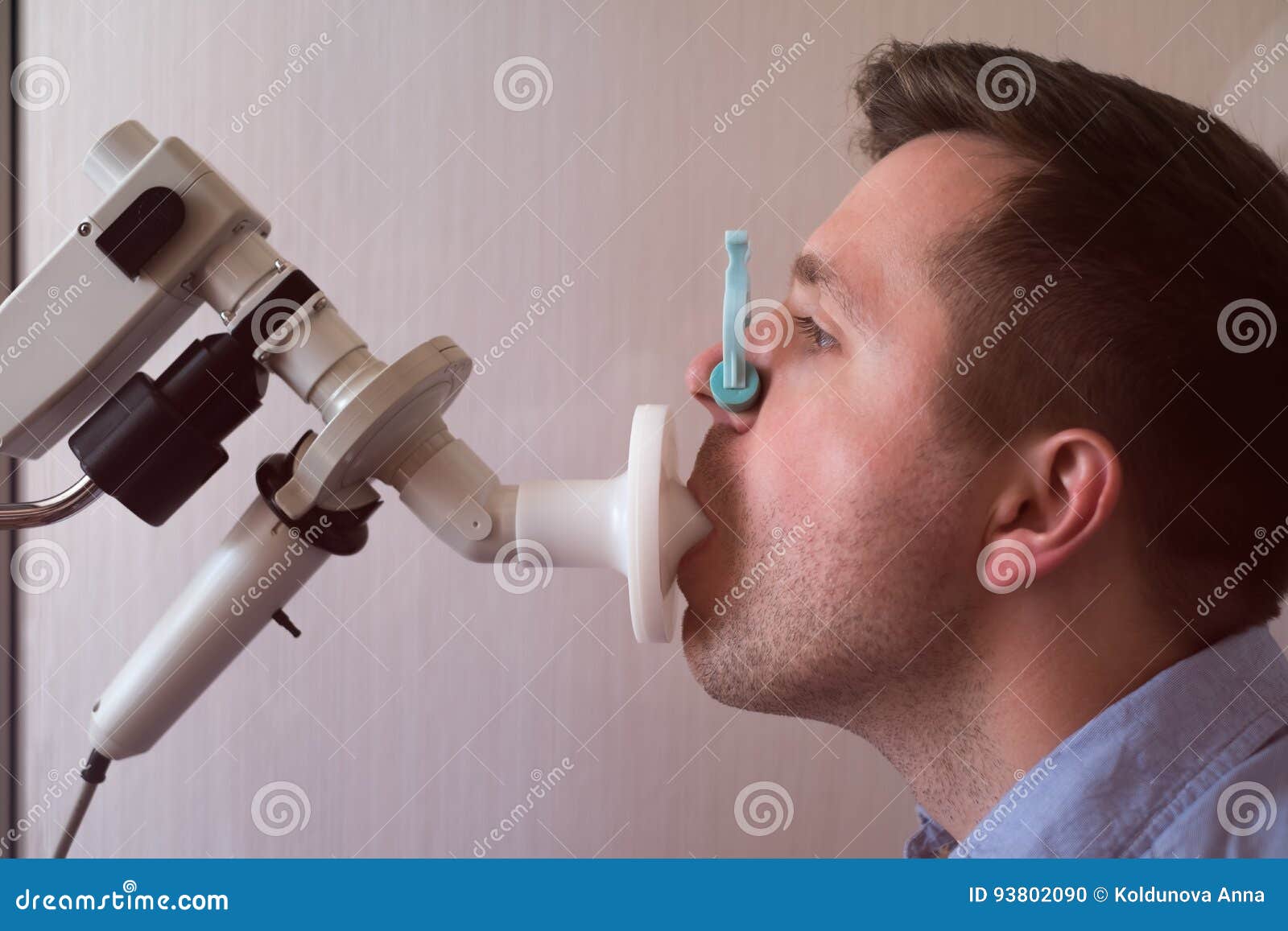 Young Man Testing Breathing Function by Spirometry Stock Photo Image of asthma, professional