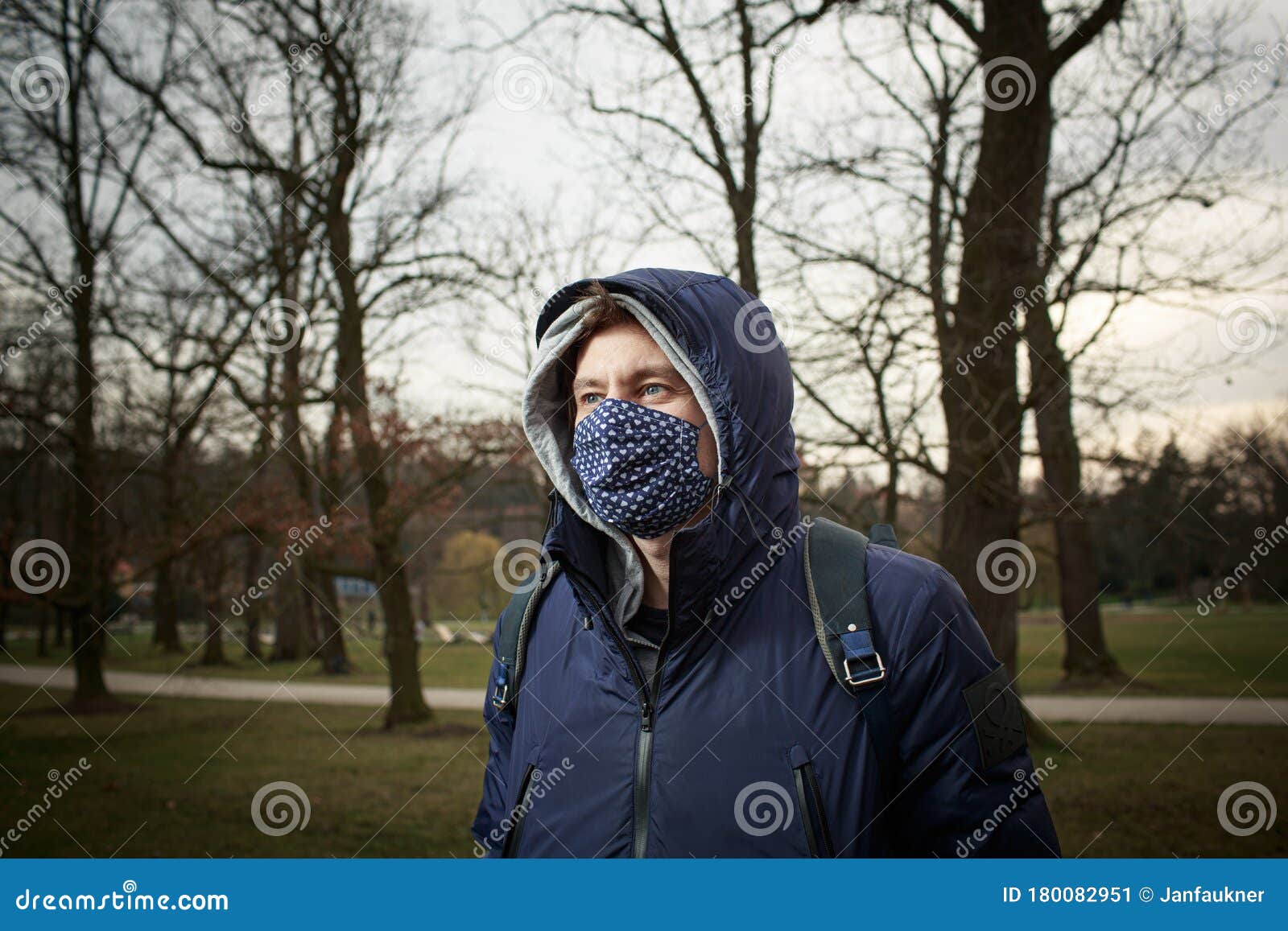 young man with the textil mask