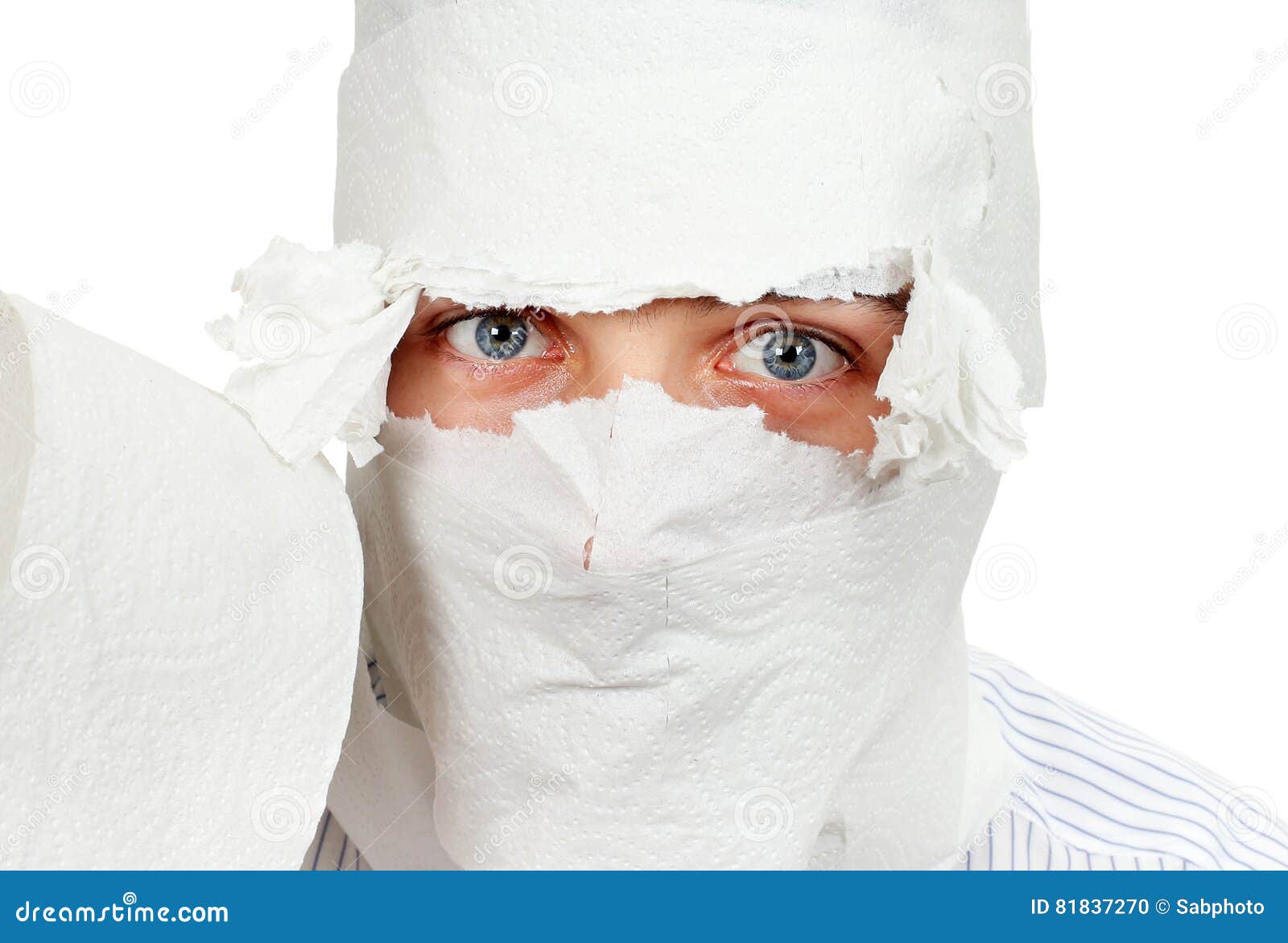 Young Man in Toilet Paper stock photo. Image of paper 81837270