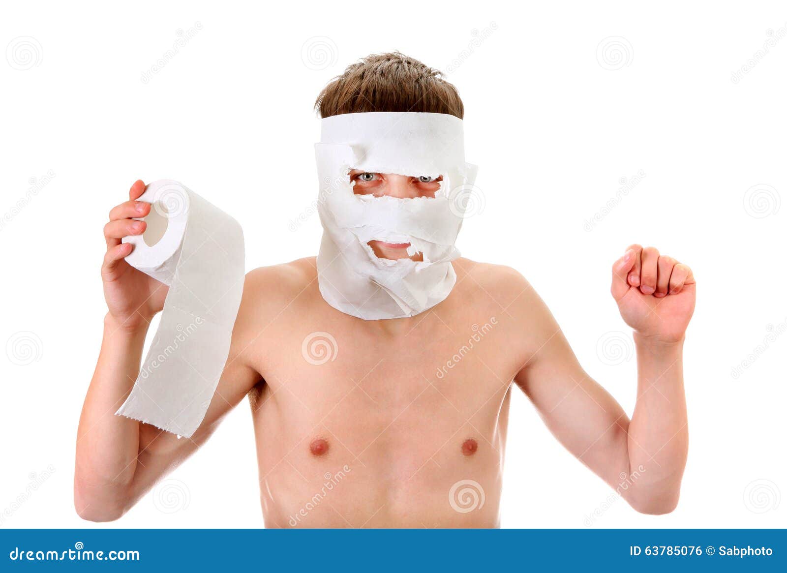 Young Man with Toilet Paper Stock Photo Image of hold, difficulties