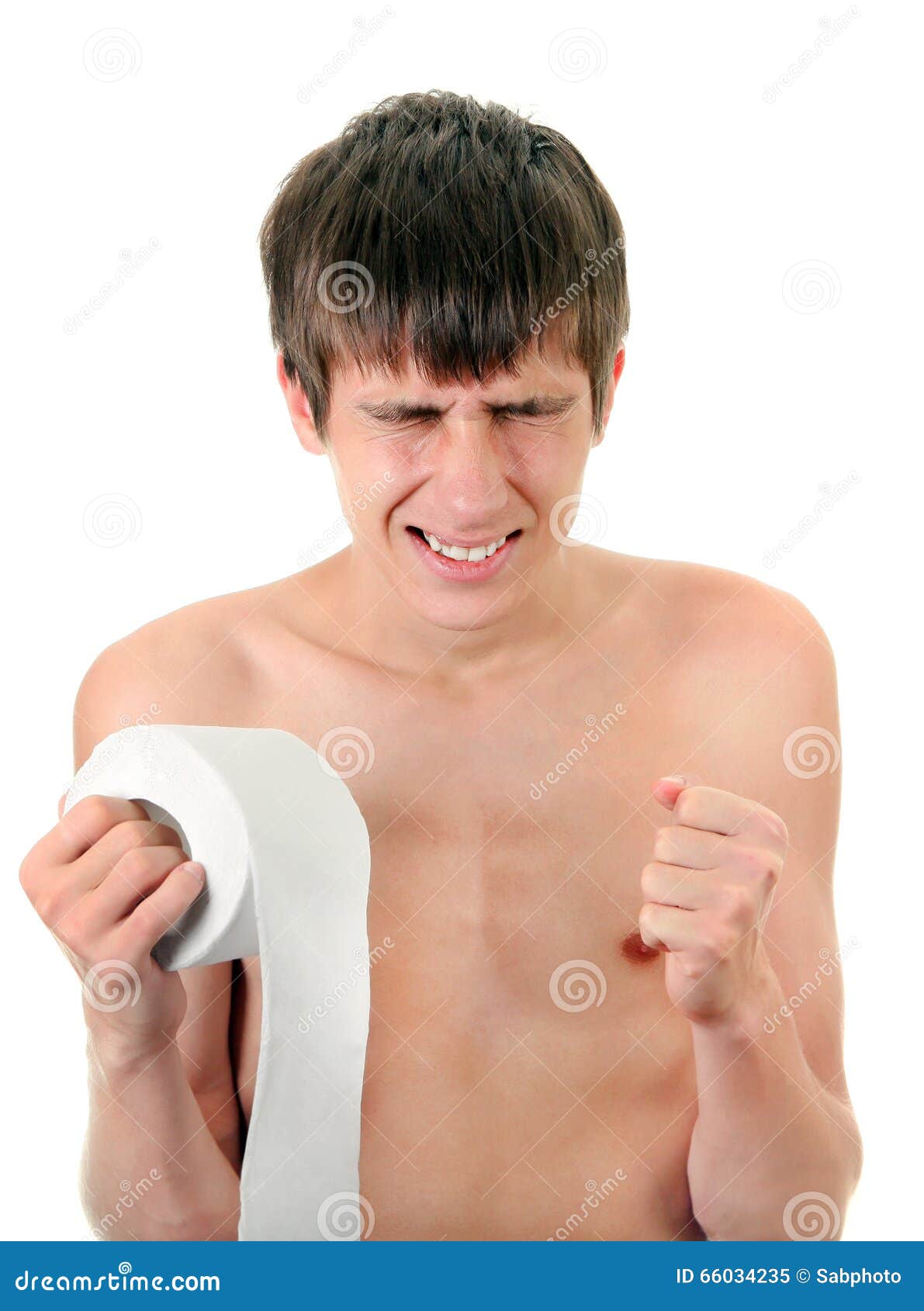 Young Man with Toilet Paper Stock Image Image of difficulties