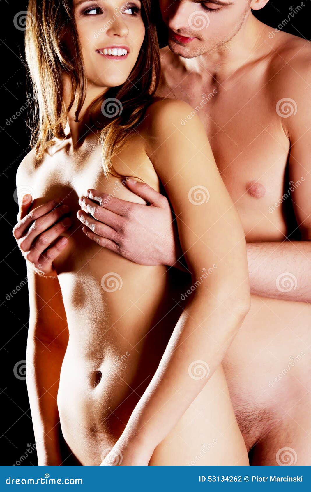 man touch topless girl