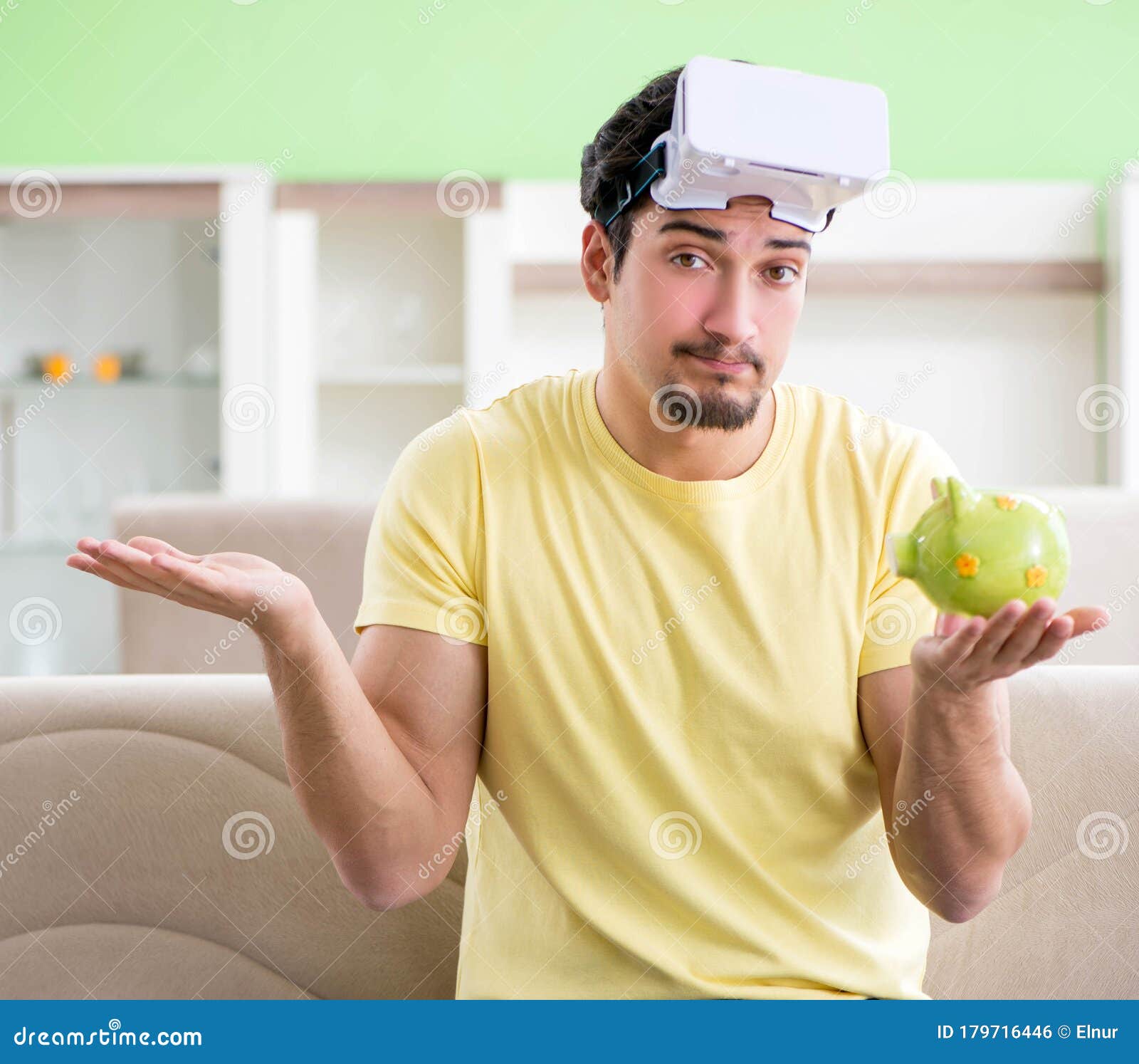 Young Man with Virtual Reality Goggles Stock Photo Image of enjoying