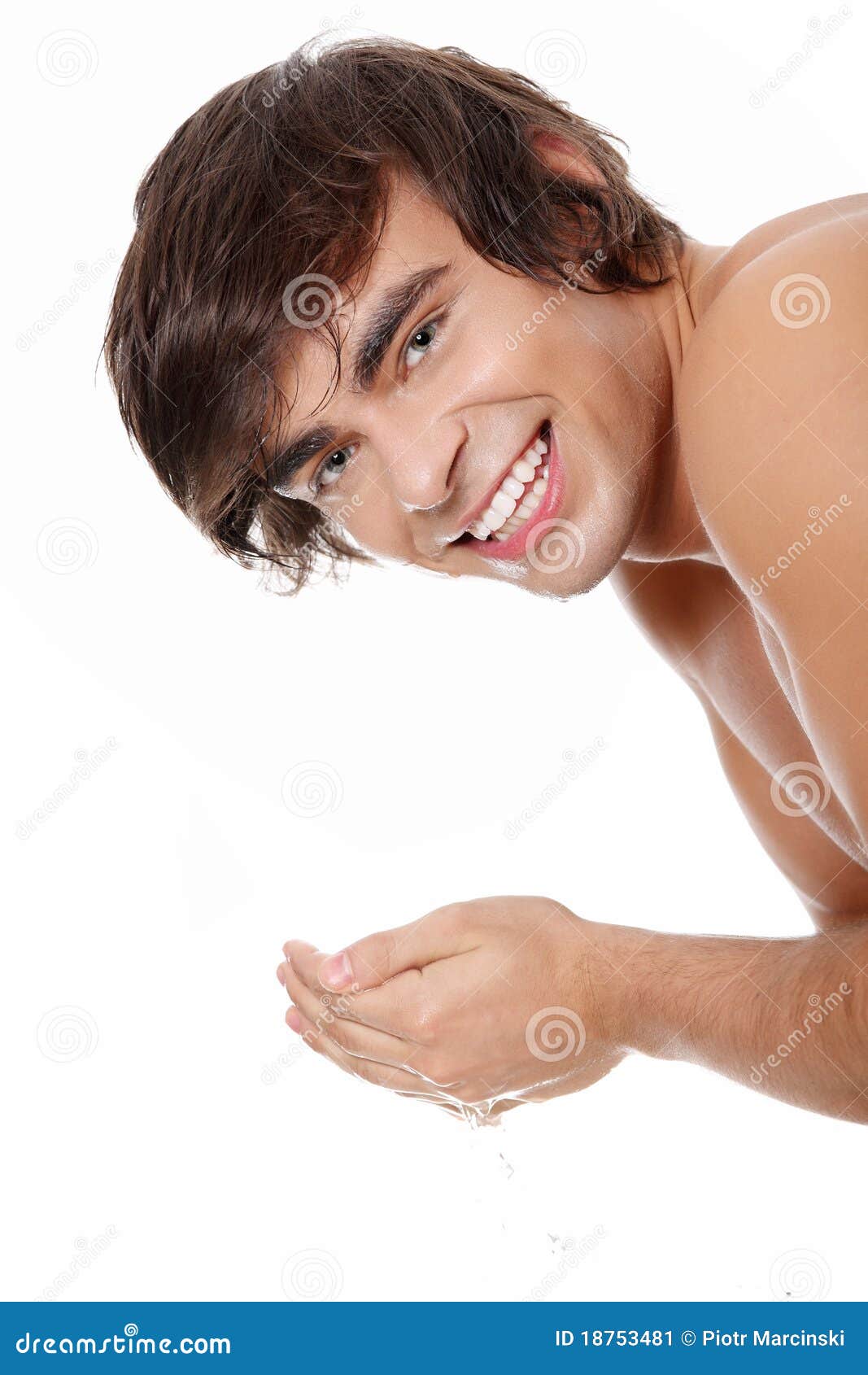 Young man washing his face stock image. Image of care 18753481