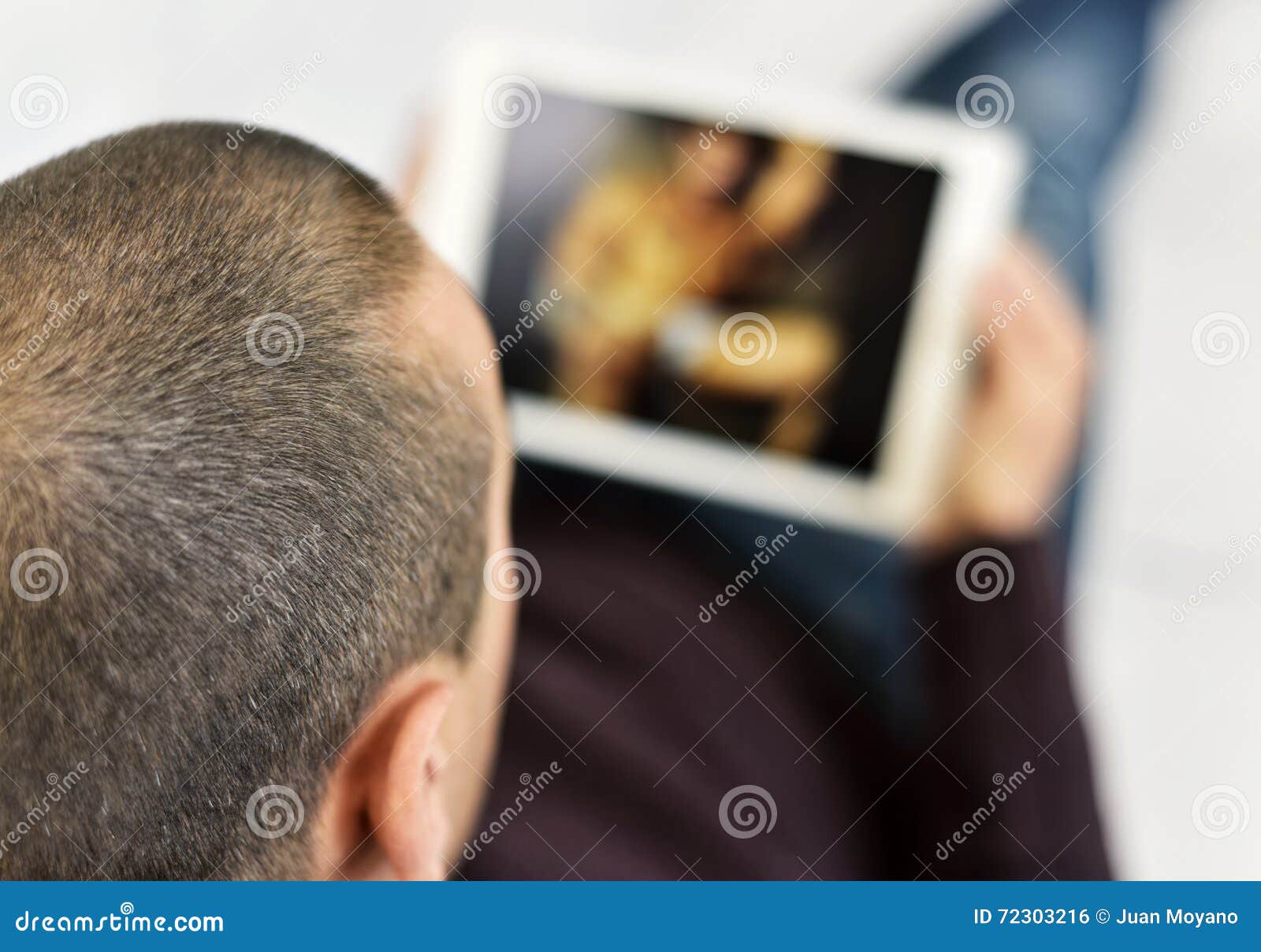 Bndr Xxx - Young Man Watching in His Tablet Stock Photo - Image of internet, computer:  72303216