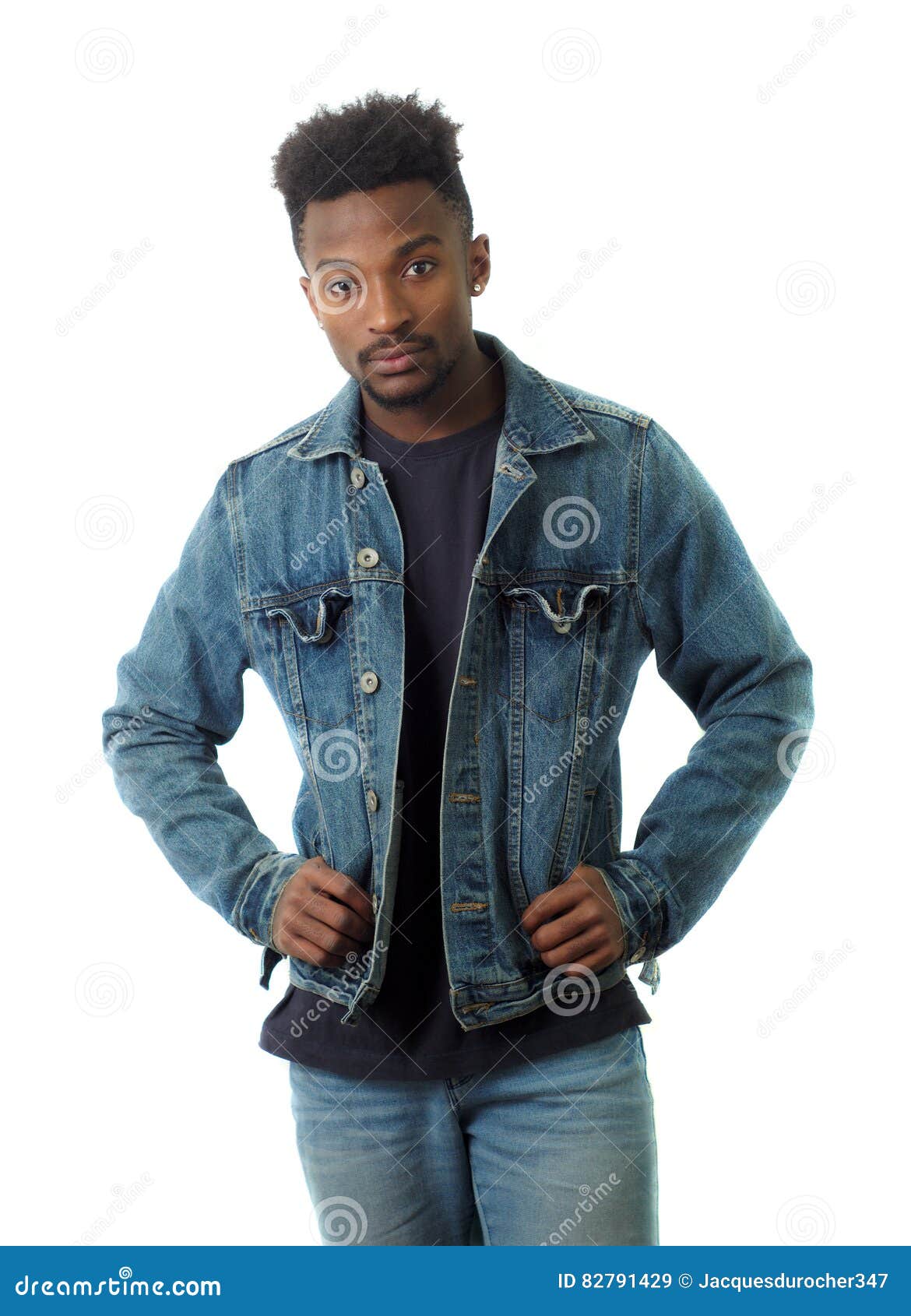 Young Man Wearing Blue Jeans Posing in White Studio Stock Image - Image ...