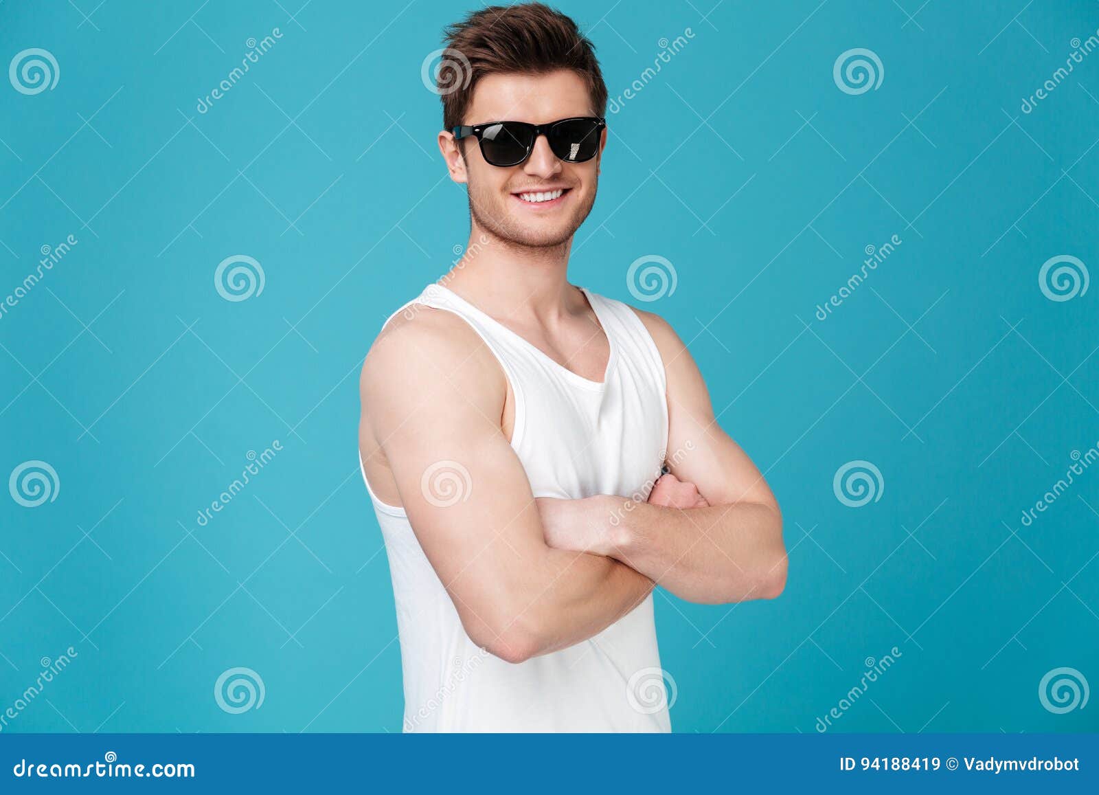 Young Man Wearing Sunglasses Looking Camera Stock Image - Image of ...