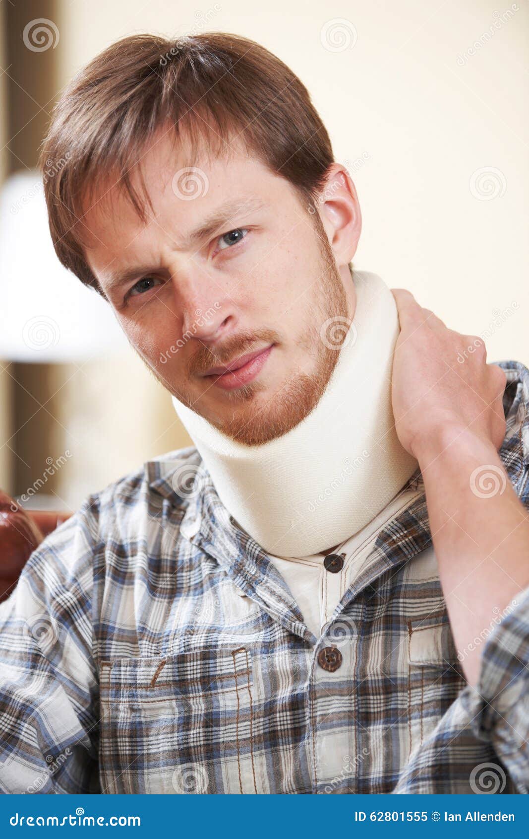 Young Man Wearing Surgical Collar Stock Image Image of twenties