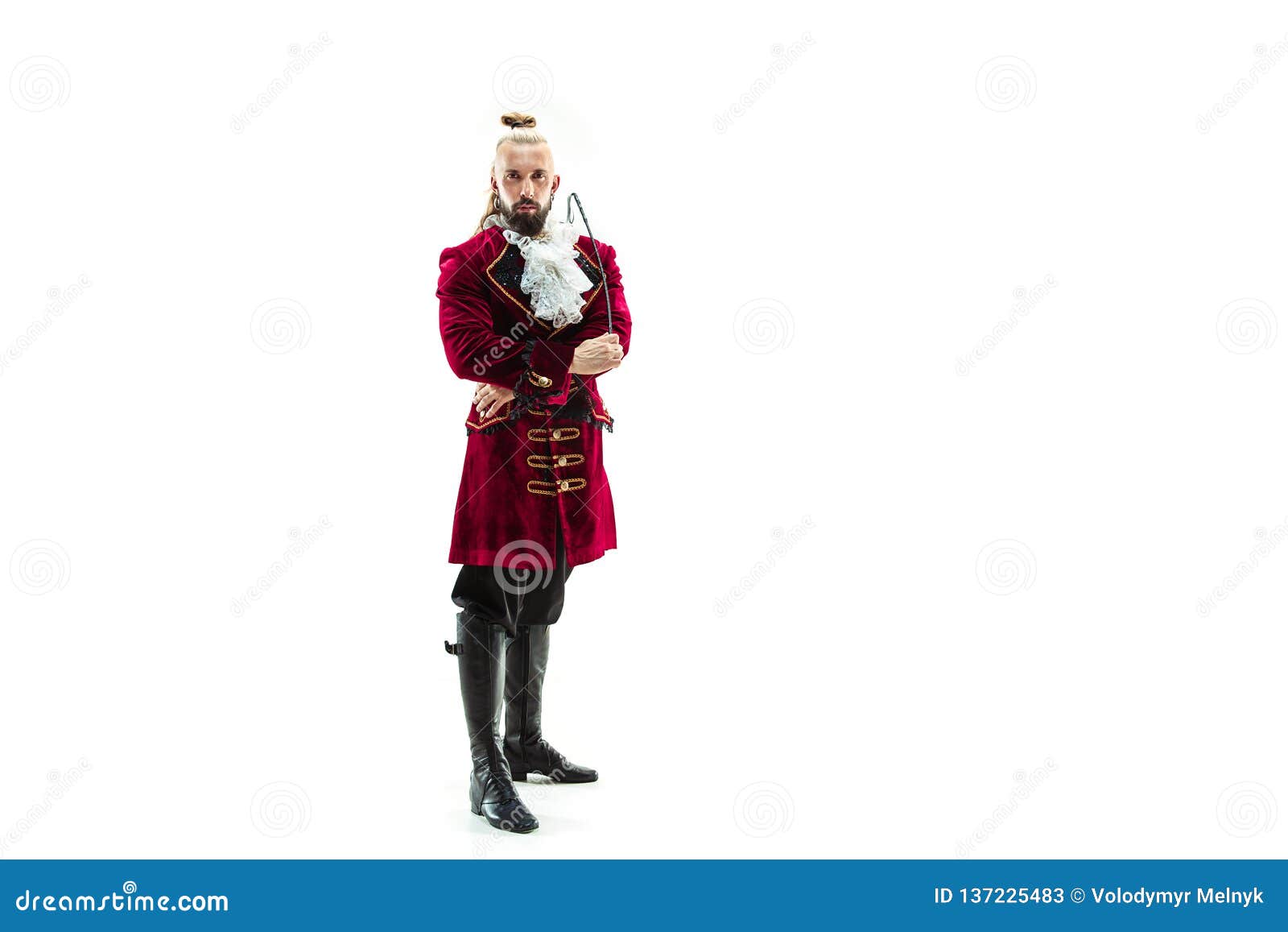 The Young Man Wearing a Traditional Medieval Costume of Marquis Stock ...