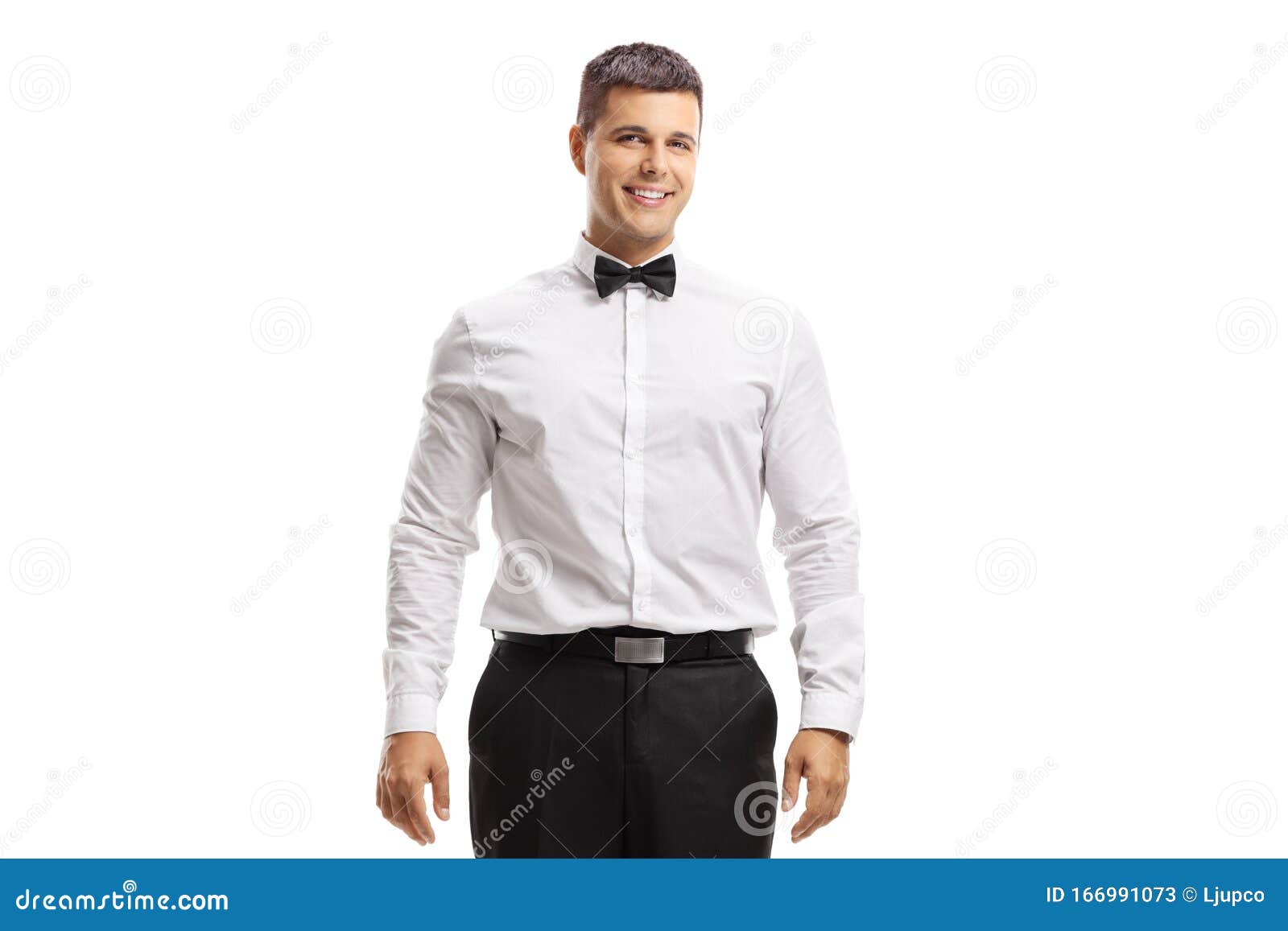 Prestatie impliceren meerderheid Young Man Wearing a White Shirt and a Bow Tie Stock Image - Image of  dressed, expression: 166991073