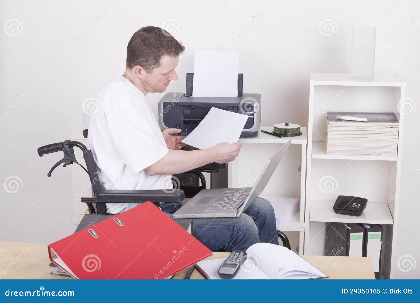 Young Man in Wheelchair at Home Office Stock Image Image of clerk