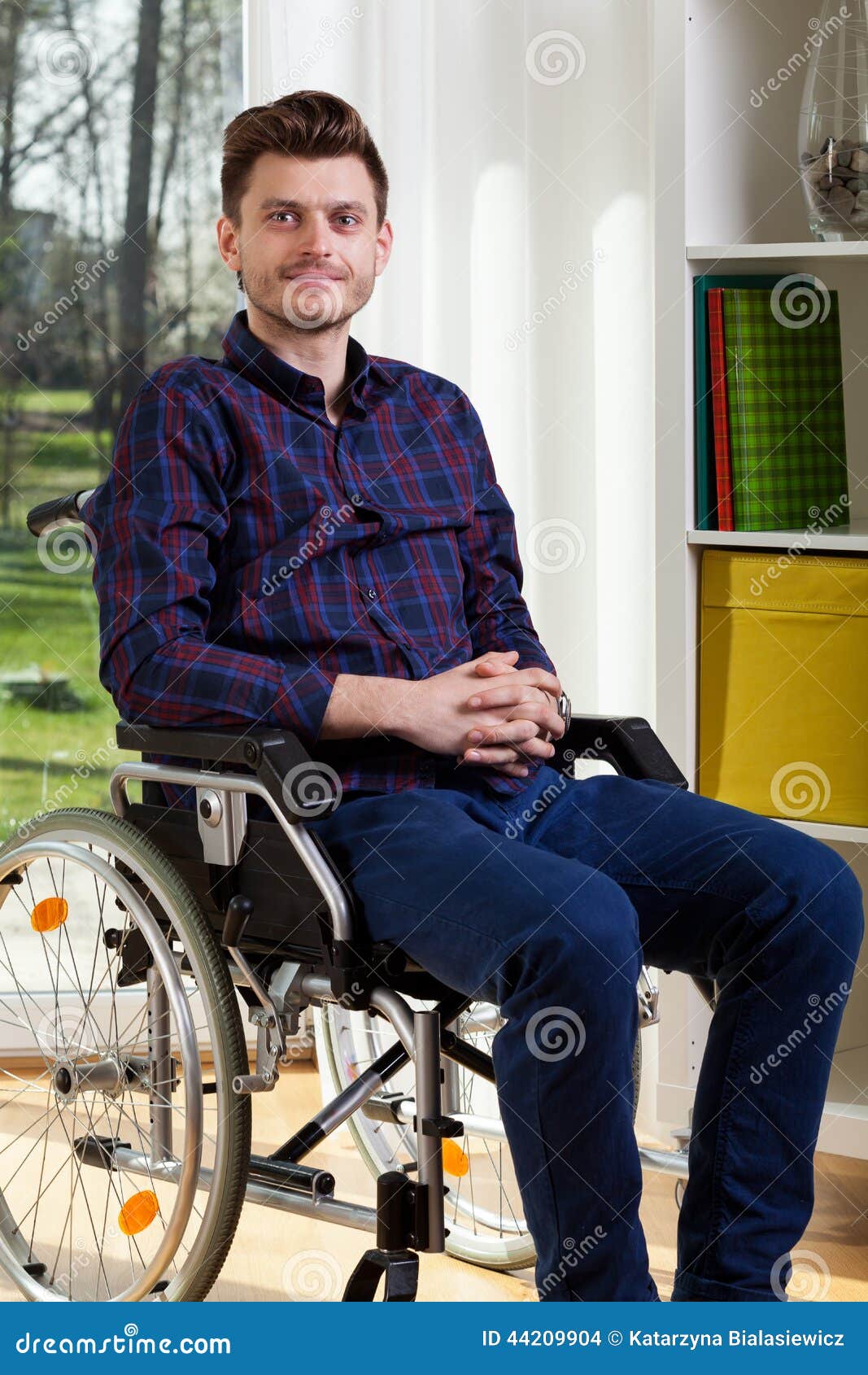 Young man on wheelchair stock photo. Image of looking - 44209904