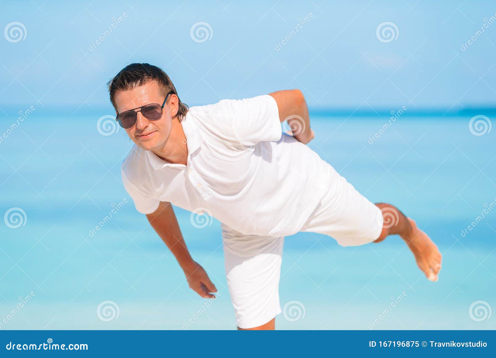 Young Man on the Beach Having Fun Stock Image - Image of fresh, happy ...