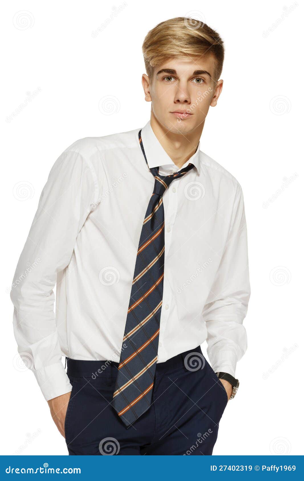 Young Man In White Shirt And Tie Royalty Free Stock Images 