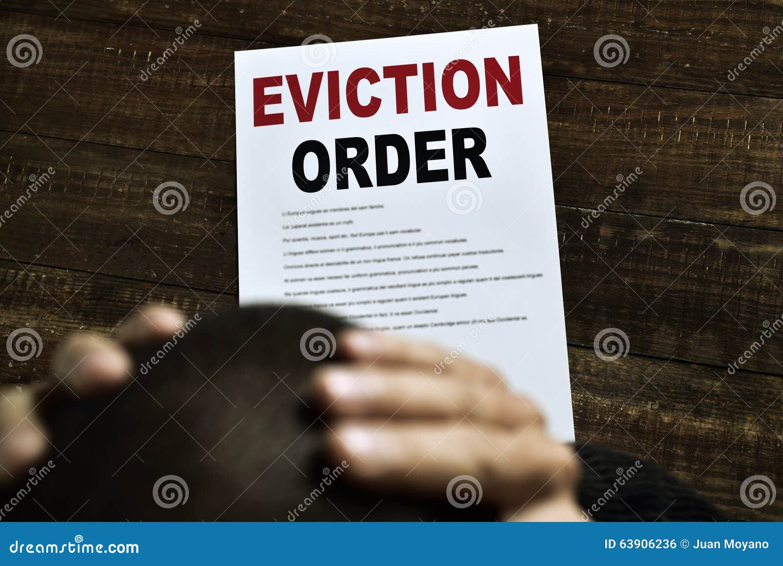 young man who has received an eviction order
