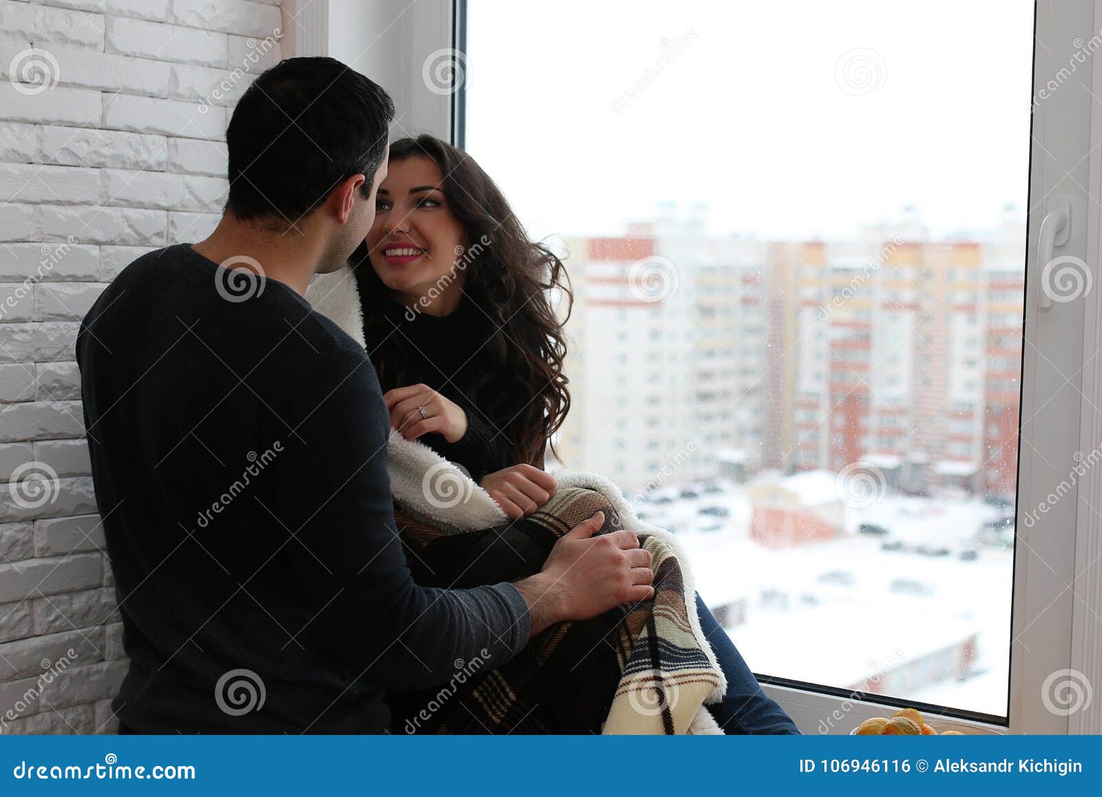 A Young Married Couple In A New Apartment Stock Photo Image Of