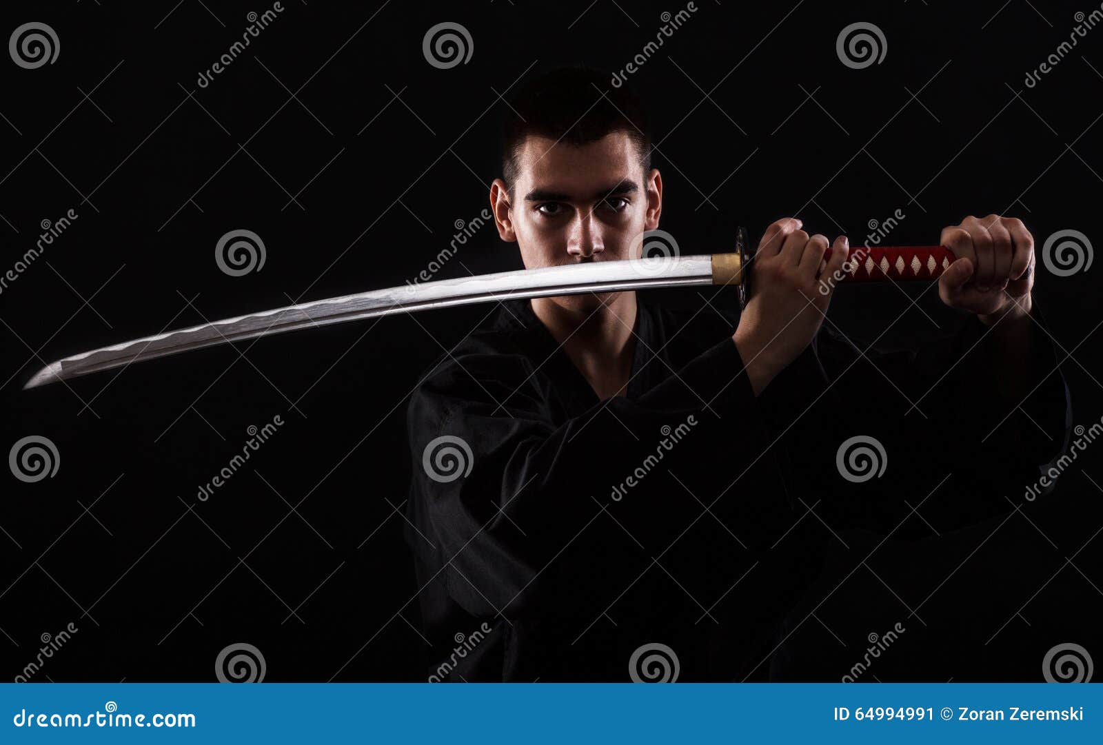 Young Martial Arts Fighter with Katana Stock Image Image of male