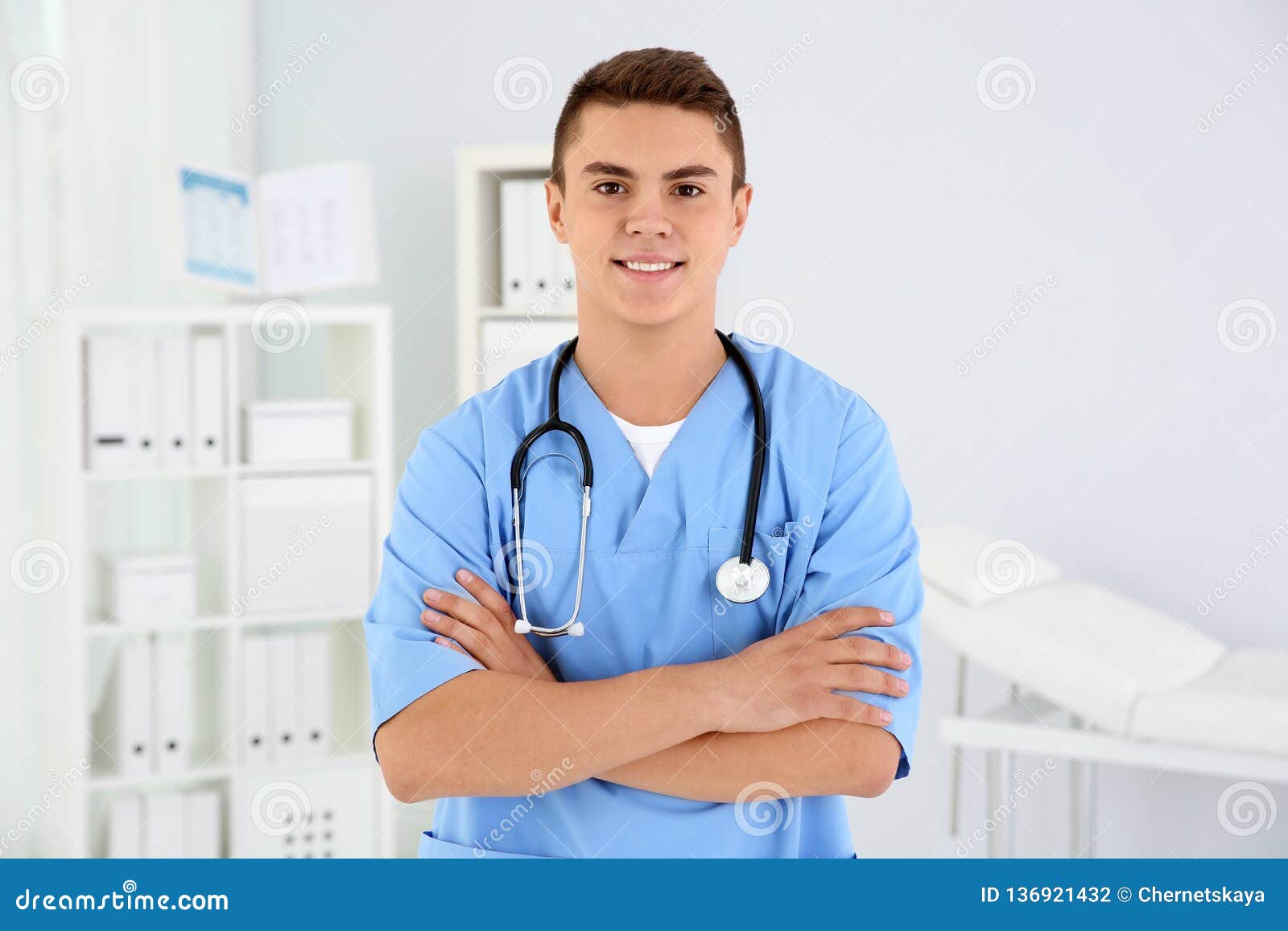 young medical assistant with stethoscope