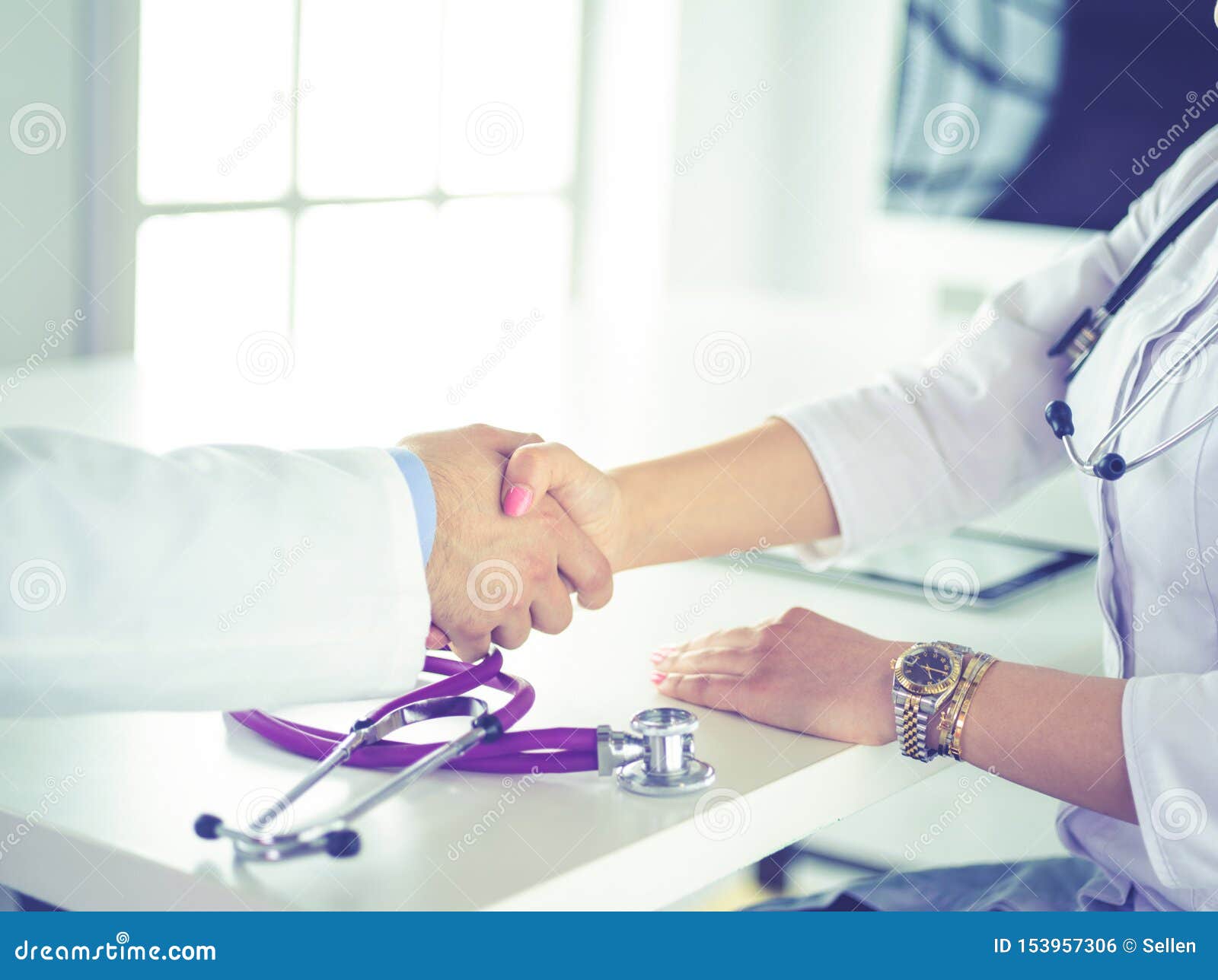 Young Medical People Handshaking at Office Stock Photo Image of male