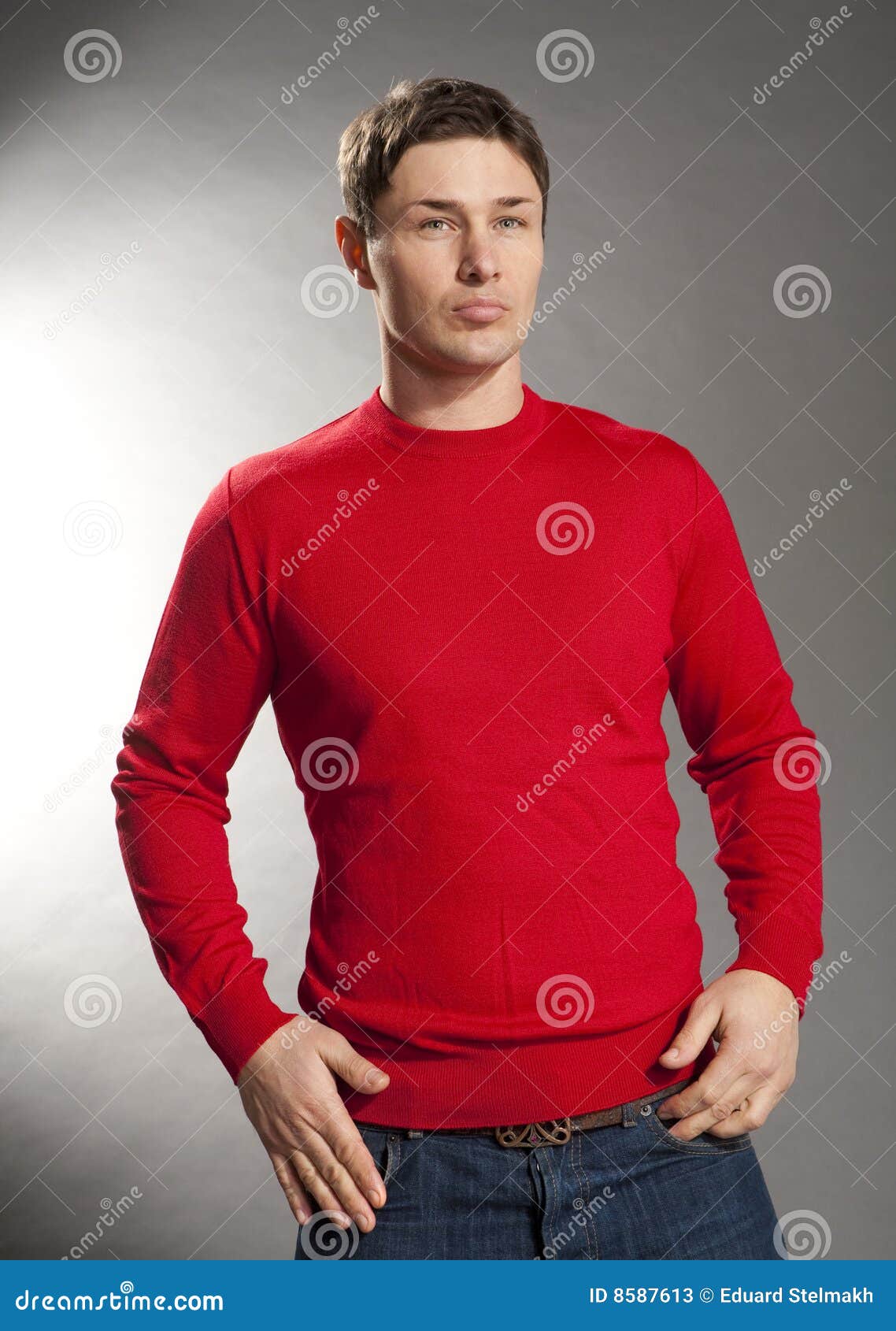 Young Men Dressed in Red Sweater Stock Image - Image of elegance ...