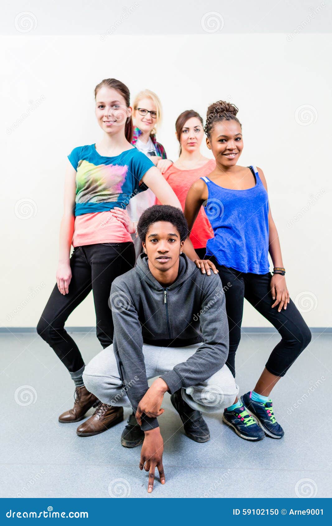 Young Men and Women in Dance Class Posing Stock Photo - Image of jazz ...