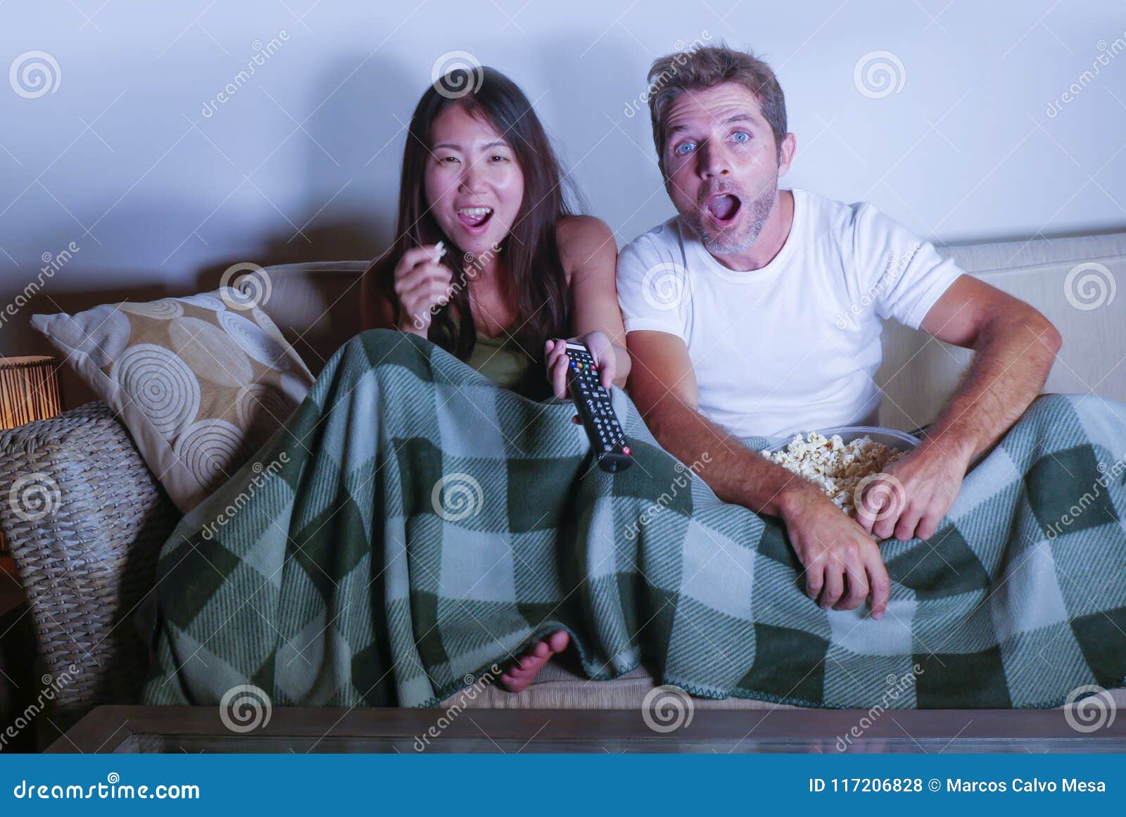 Young Mixed Race Attractive Couple With Asian Korean Woman And Wh