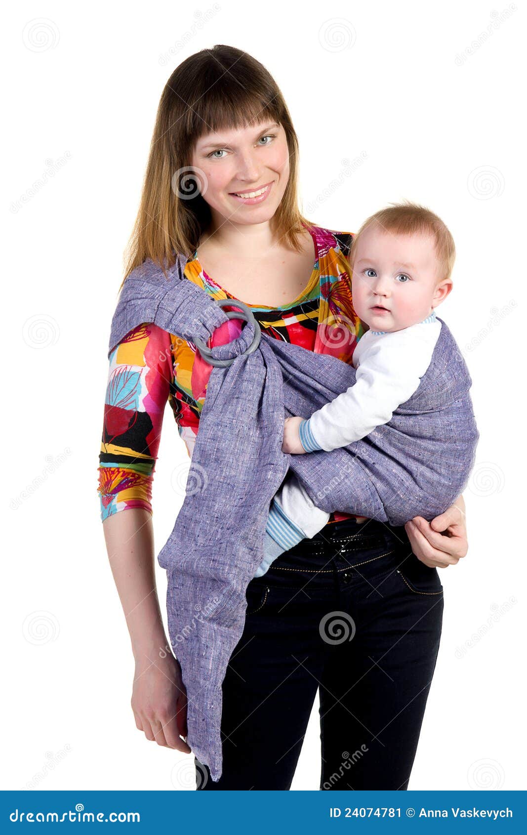 Modern Young Mother Carrying Baby In A Sling Royalty Free 