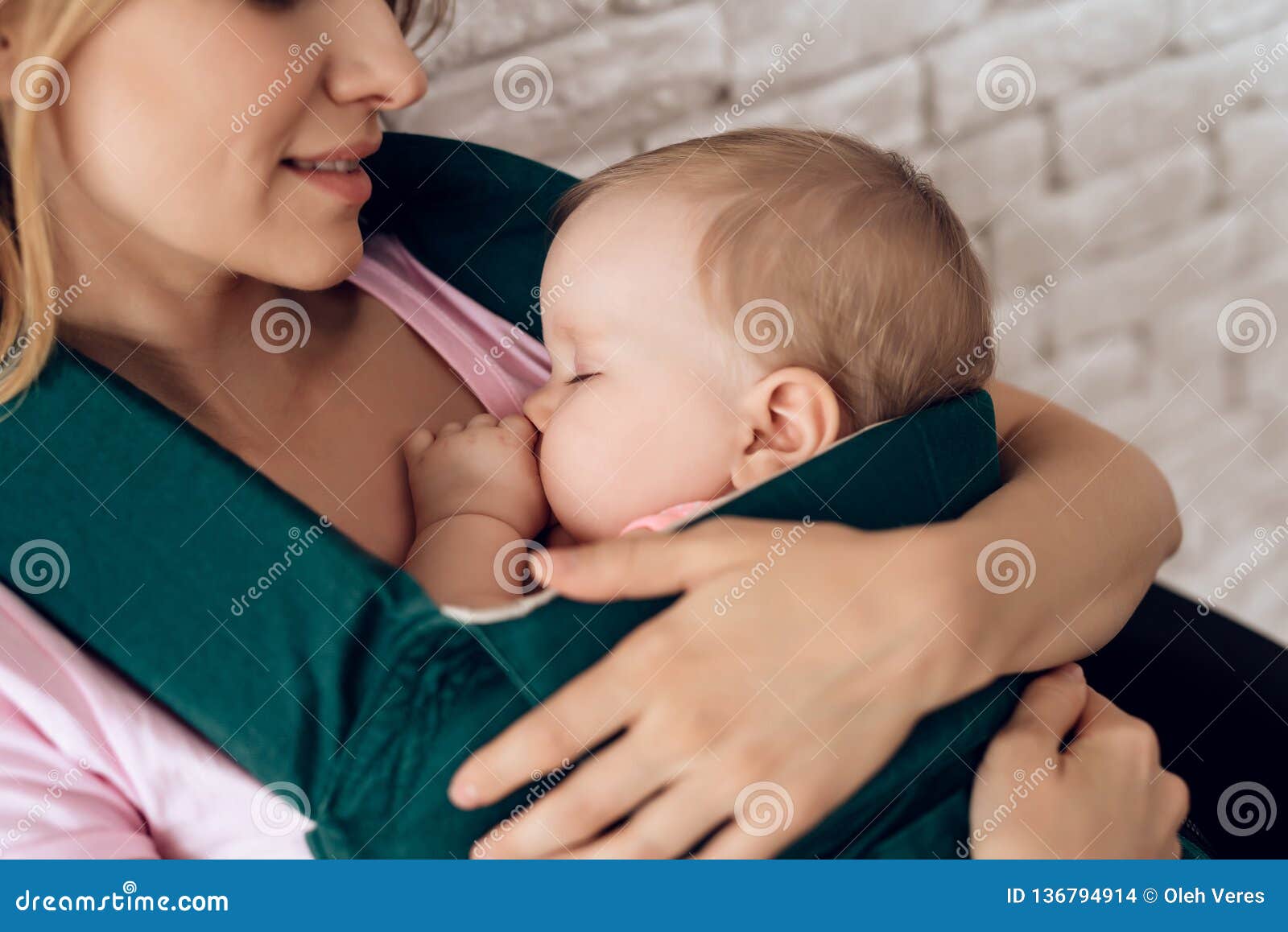 Young Mother Holding Tenderly Her Newborn Baby Boy Stock 