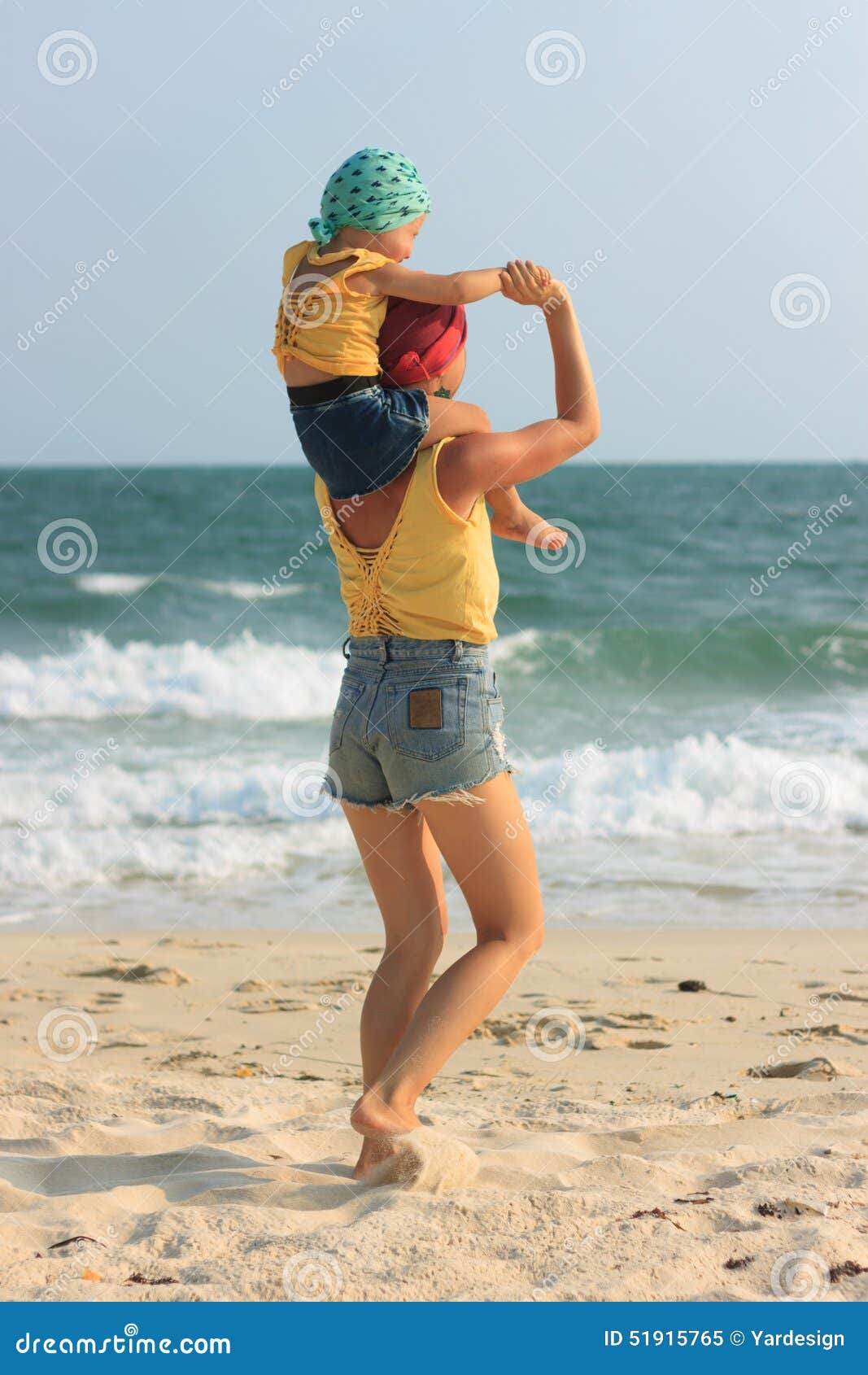 Young Mother Hugging Her Daughter On Beach Stock Image Image Of Kissing Active 51915765 