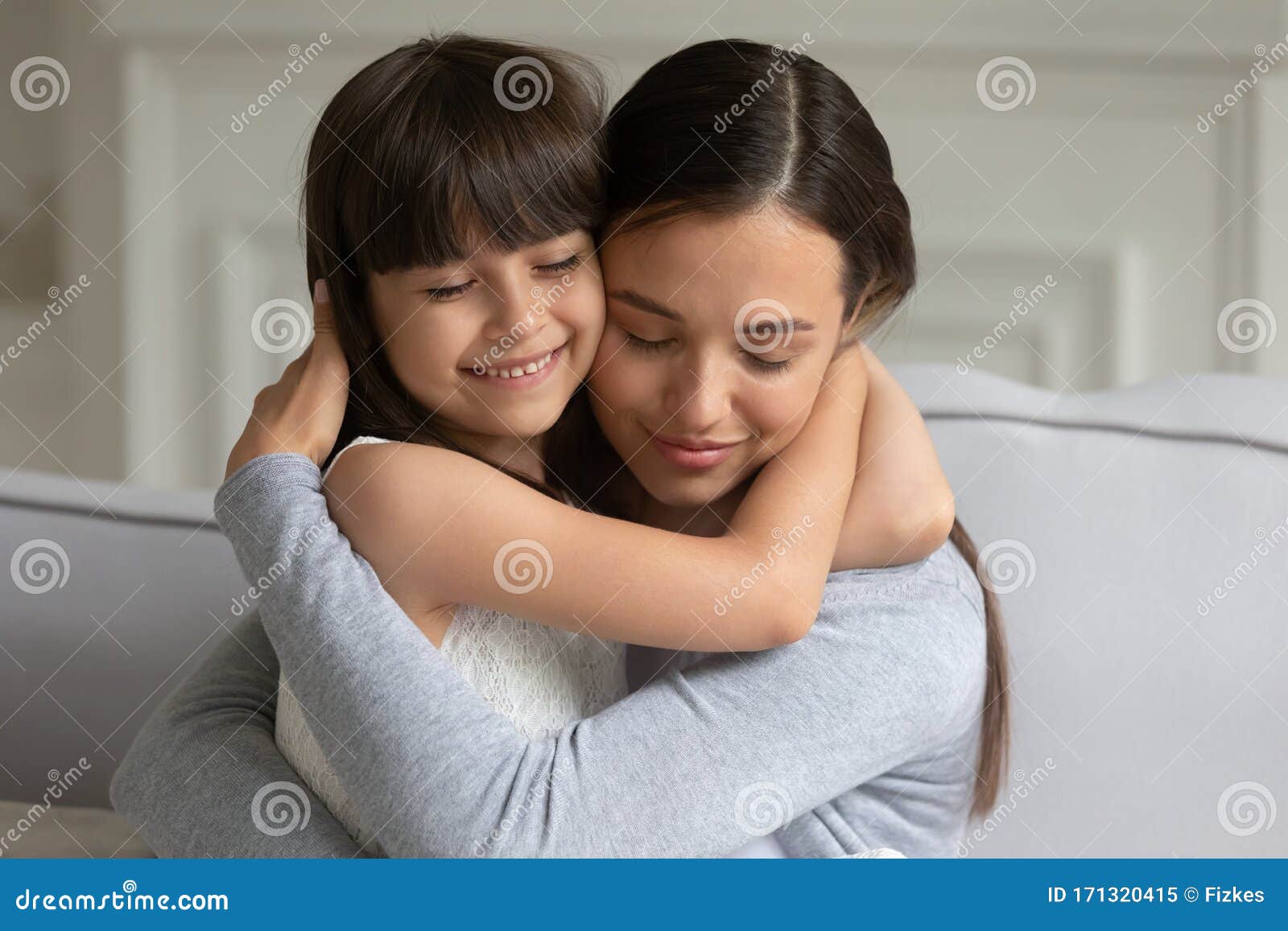 Young Mother And Small Daughter Hug Showing Love Stock Image Image Of 