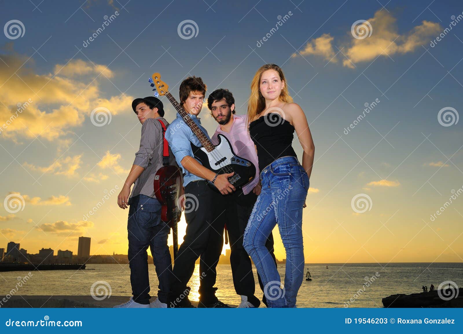 Young Musical Band Posing Outdoors with Attitude Stock Image Image of band, cool 19546203